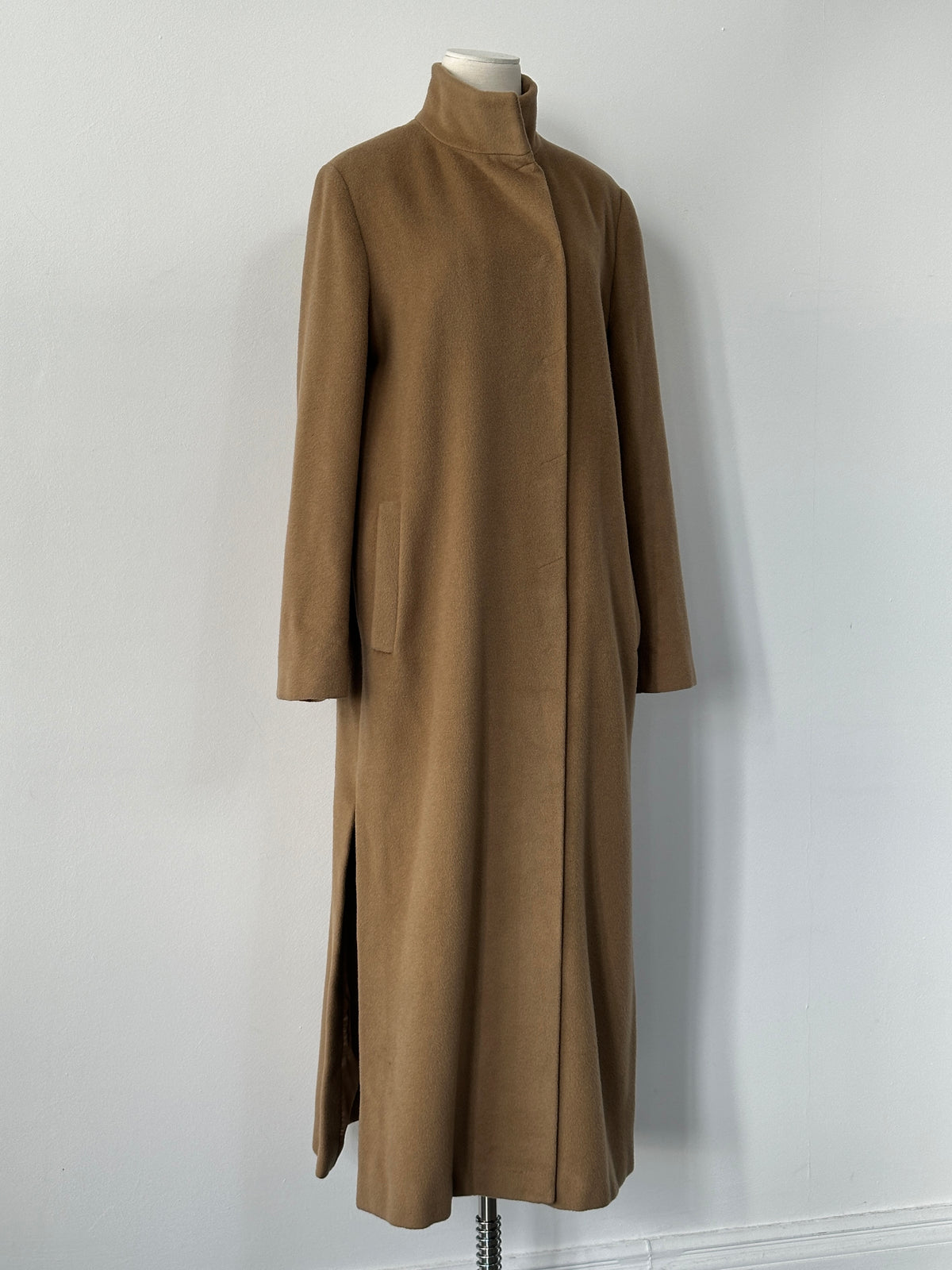 Iblues Italian Vintage 1990s Wool High Neck Floor Length Coat - L
