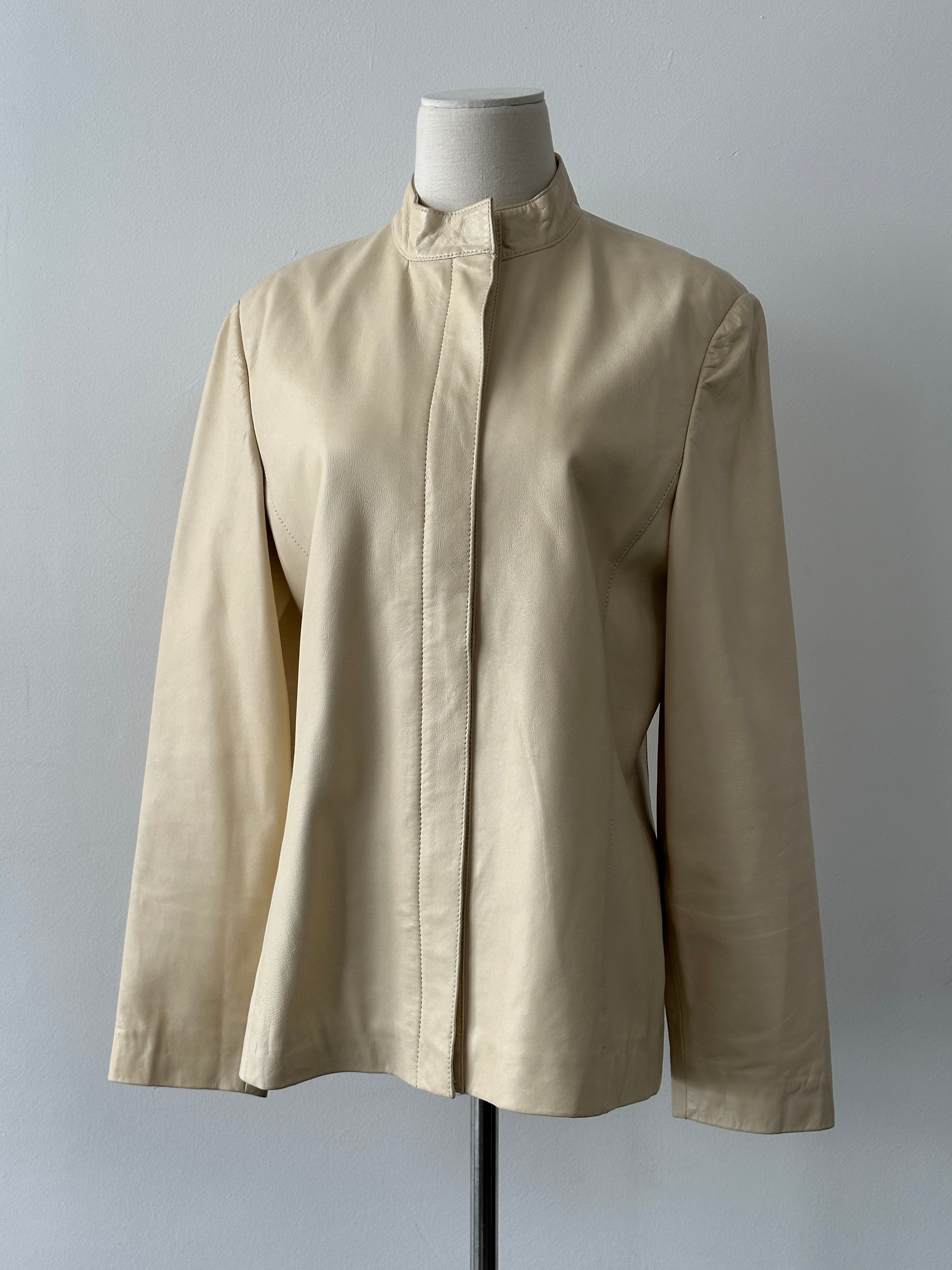 Vintage 1990s Concealed Placket Leather Jacket - M