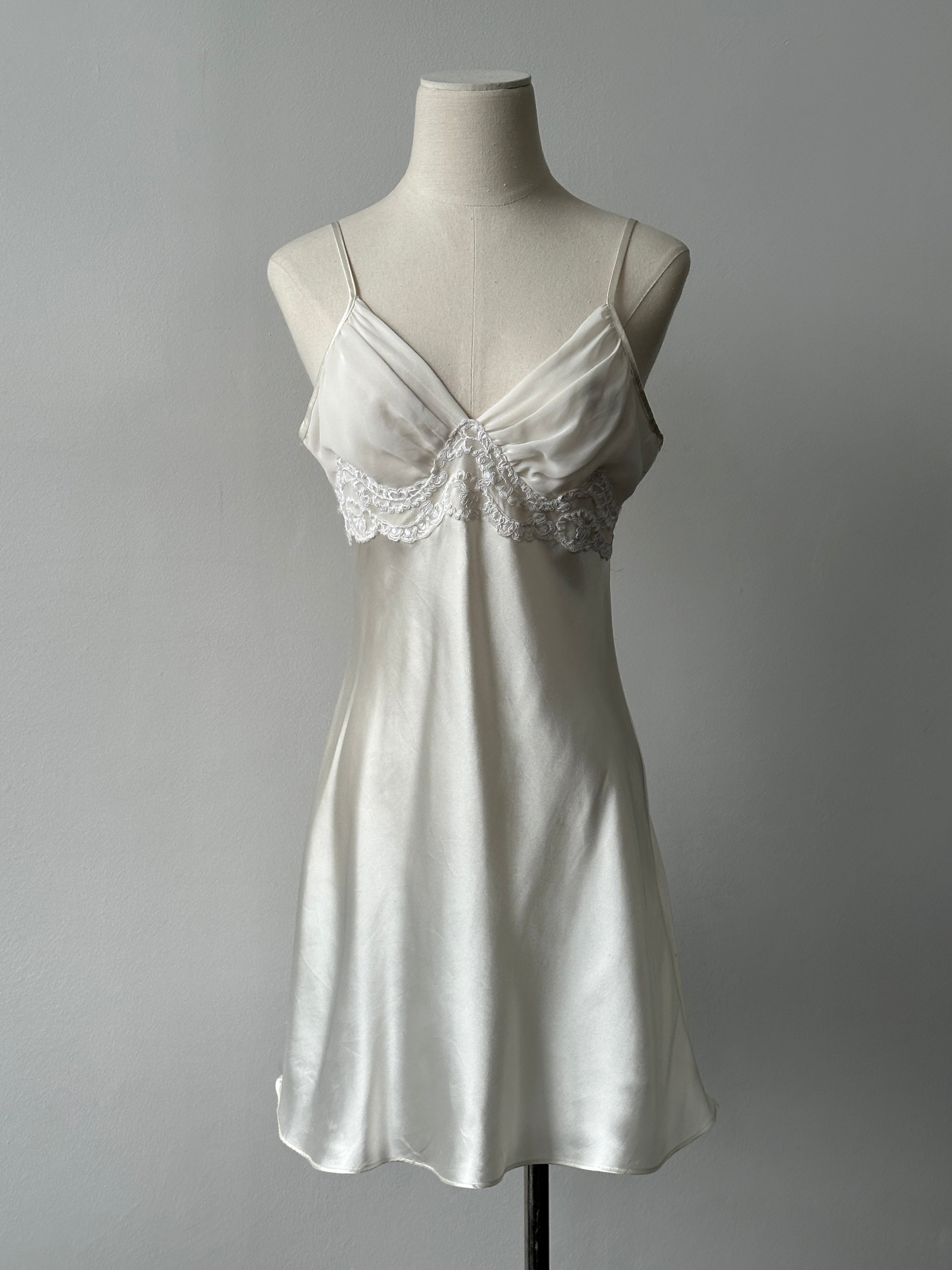 Vintage 2000s Satin Sleeveless Mini Slip Dress - S