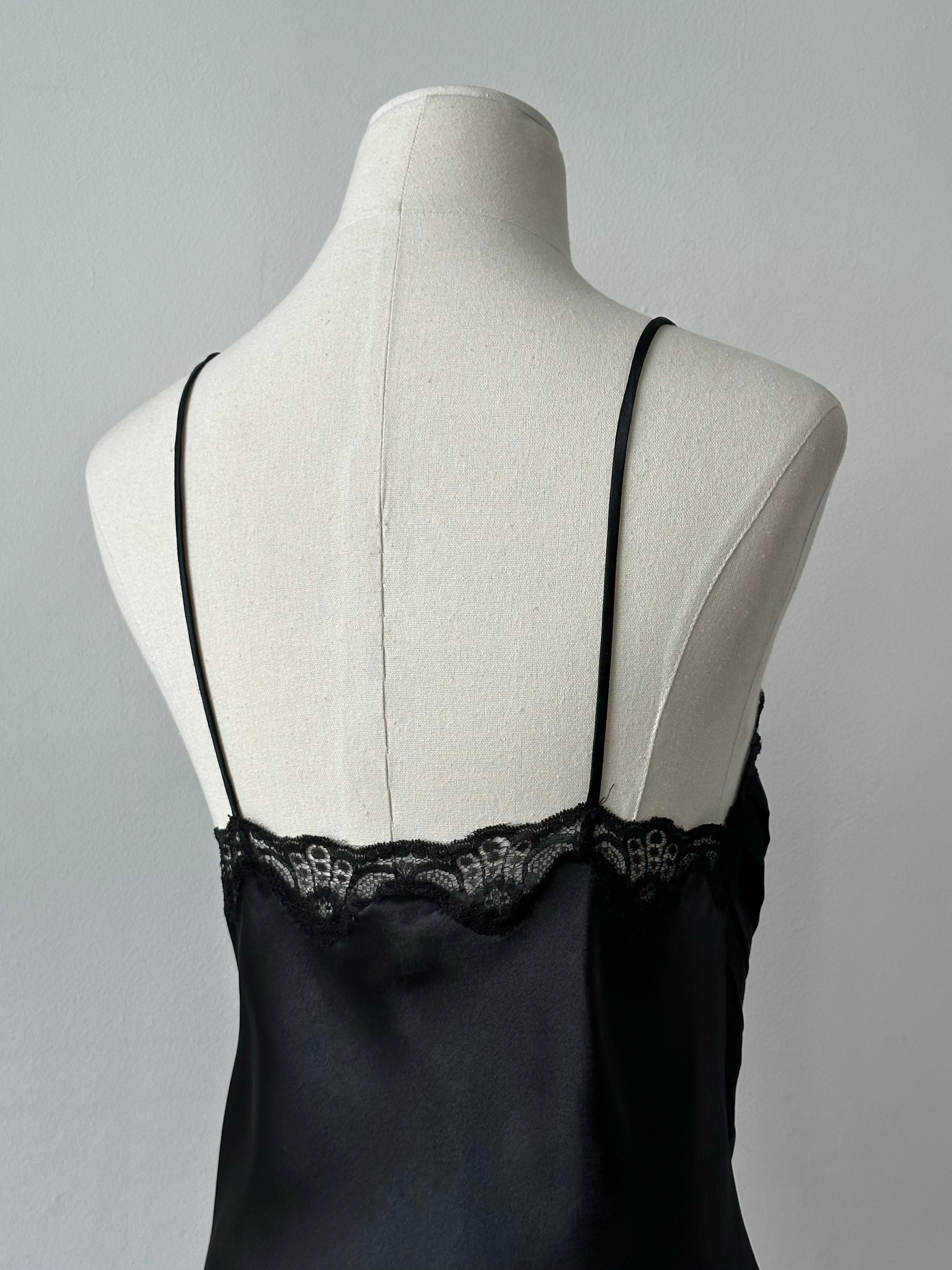Vintage 1990s Satin Pleated Lace Mini Dress - S