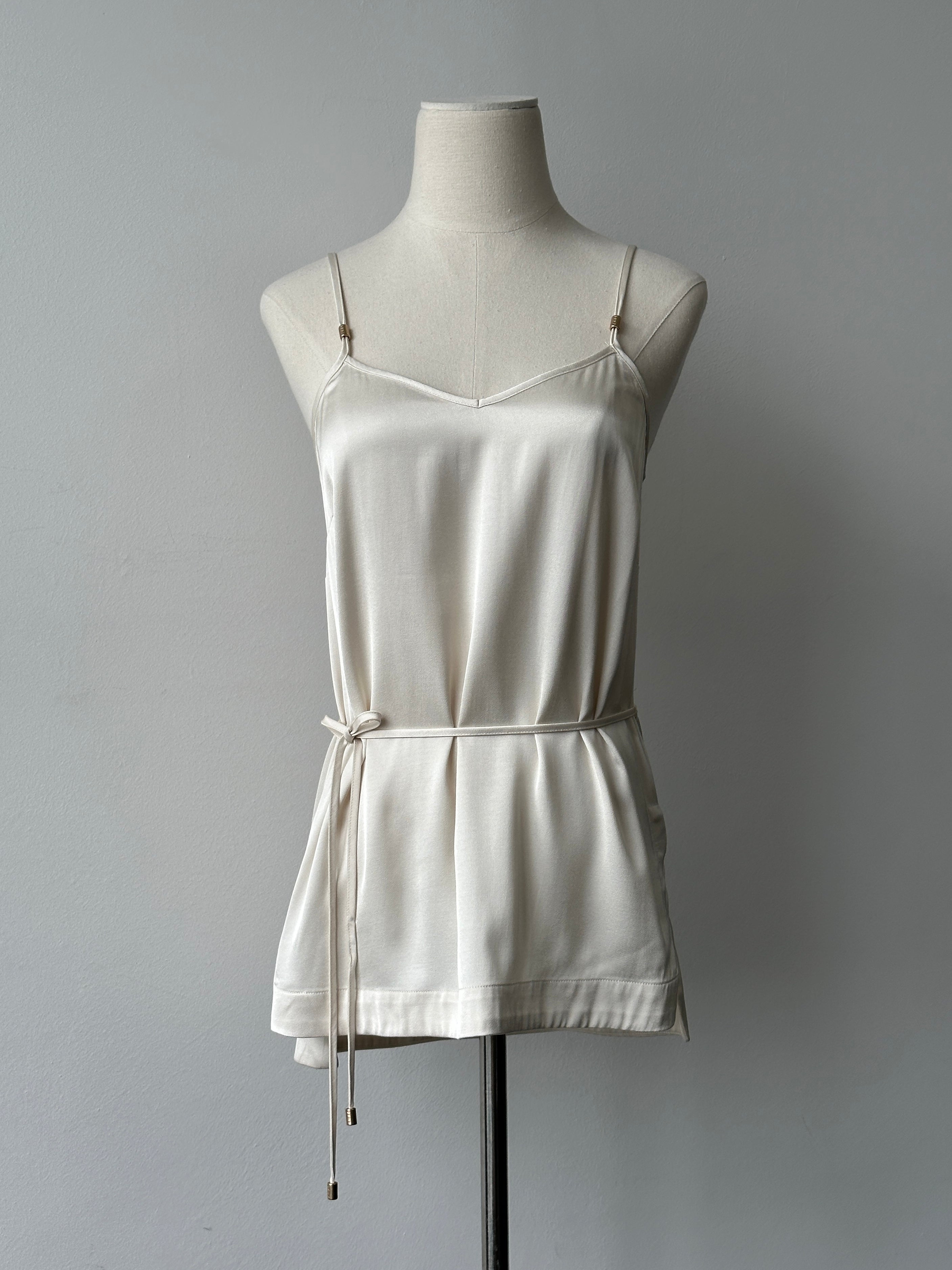 DKNY 2000s Satin Tie Belt Sleeveless Top - S
