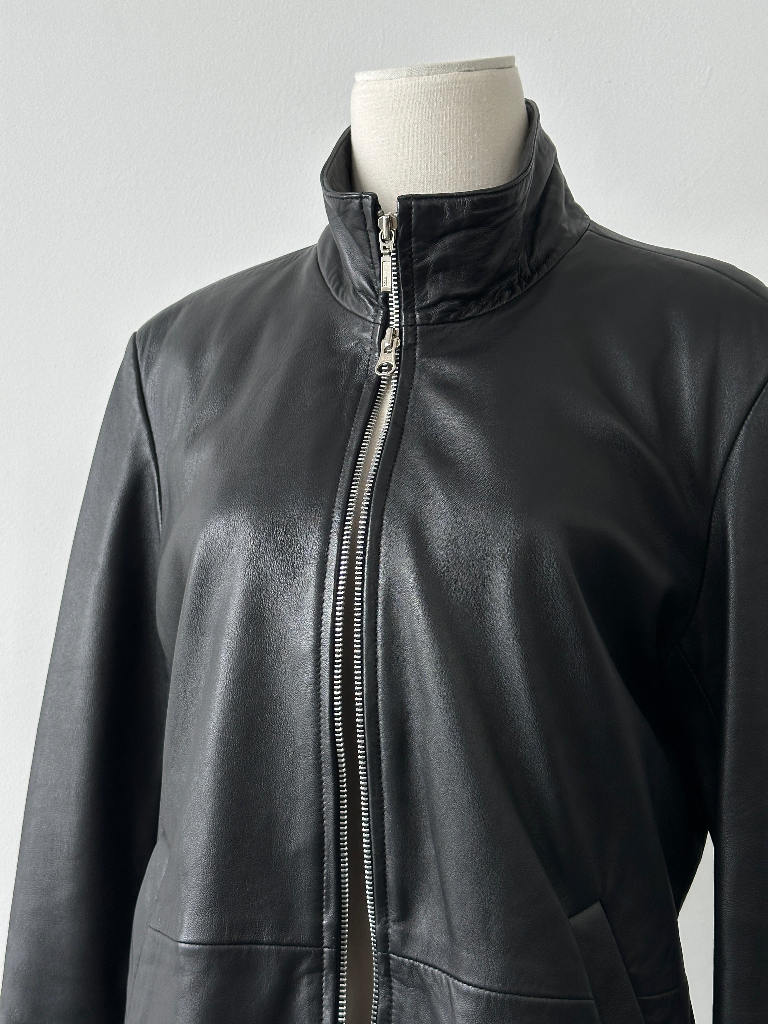 Vintage 2000s Double Zip Leather Jacket - S-M