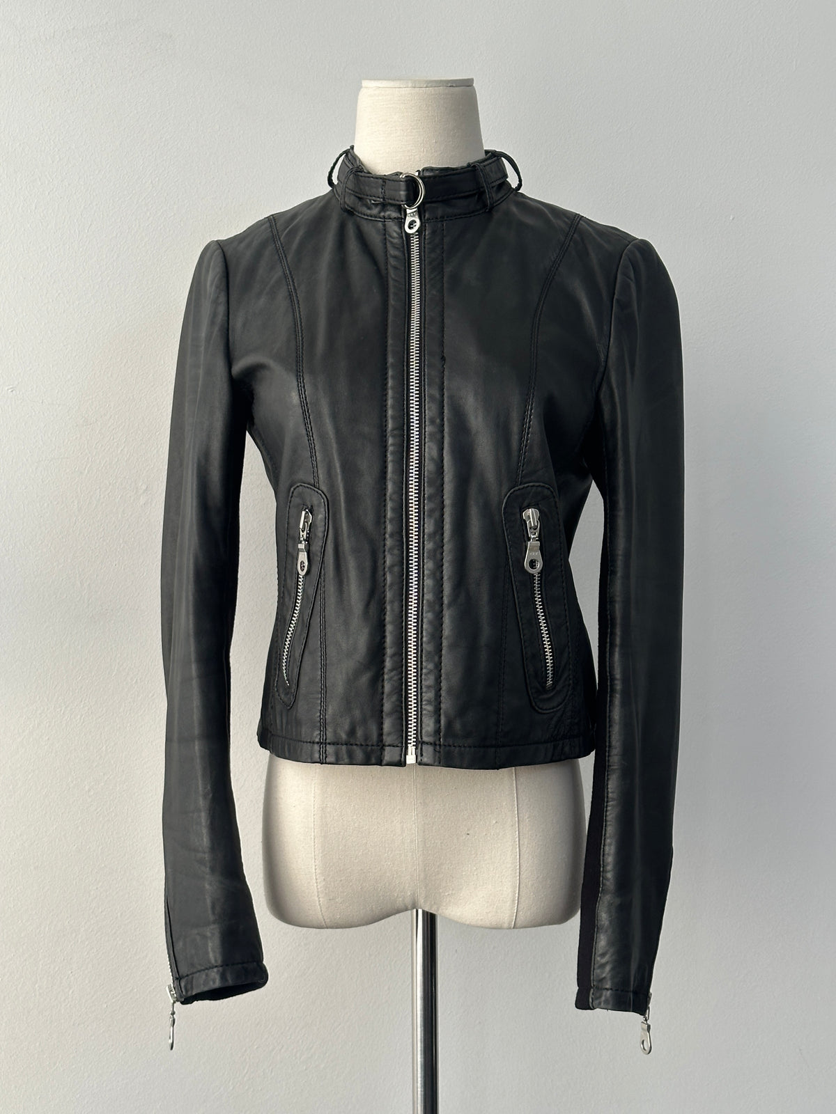 Vintage 2000s Fitted Moto Lamb Leather Leather Jacket - XS