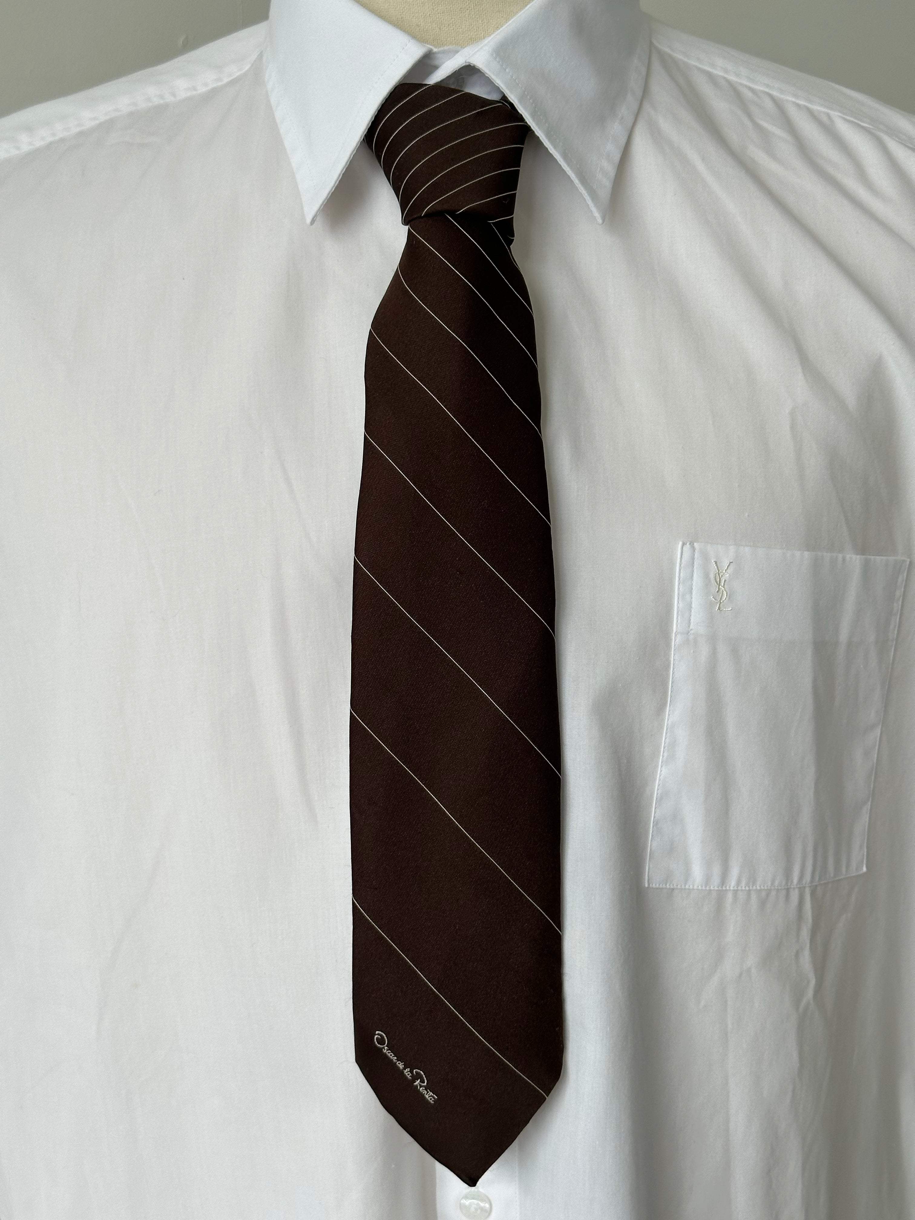 Oscar De La Renta 1990s Silk Striped Tie