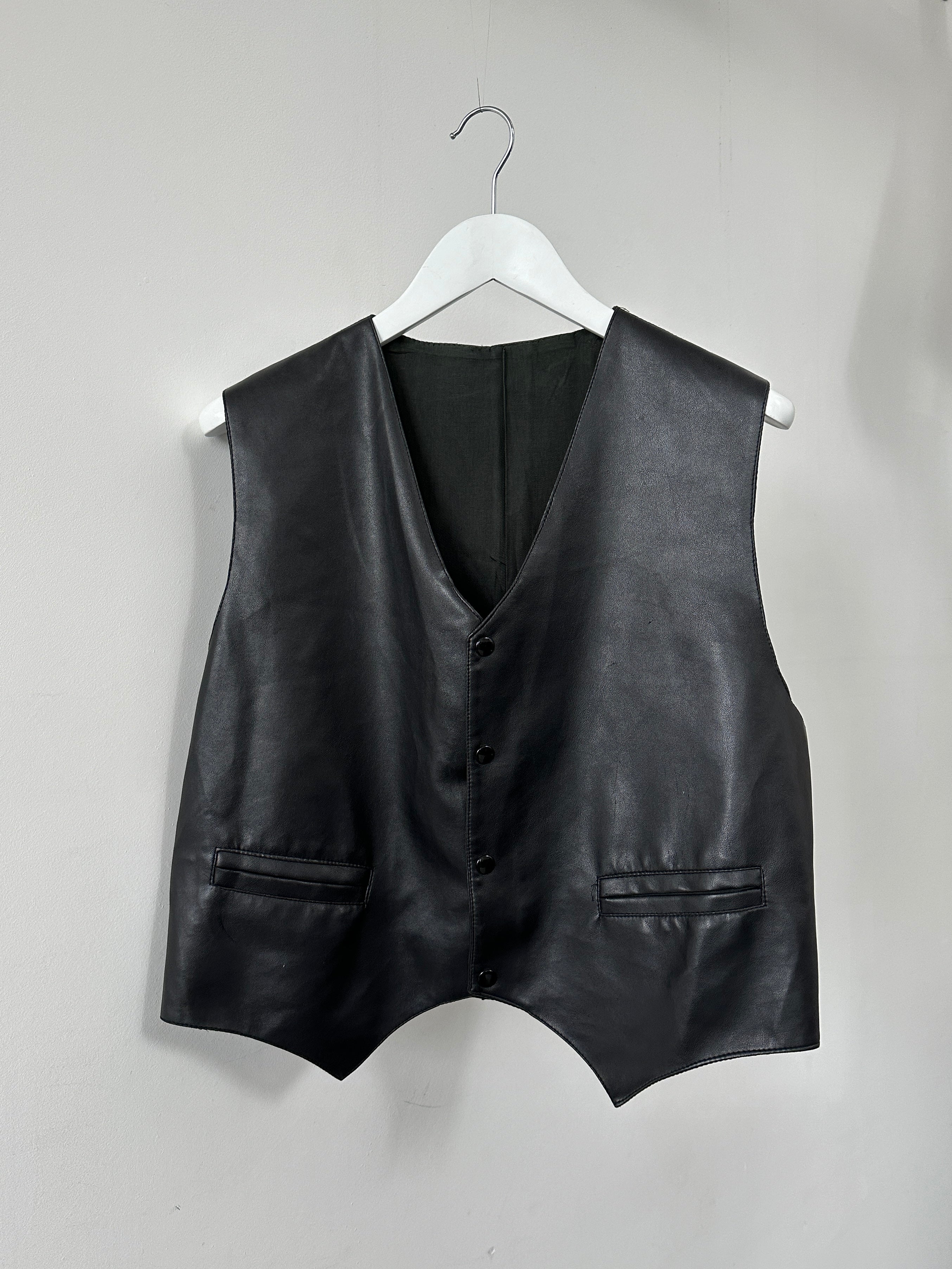 Italian Vintage Smooth Faux Leather Waistcoat - L/XL - SYLK