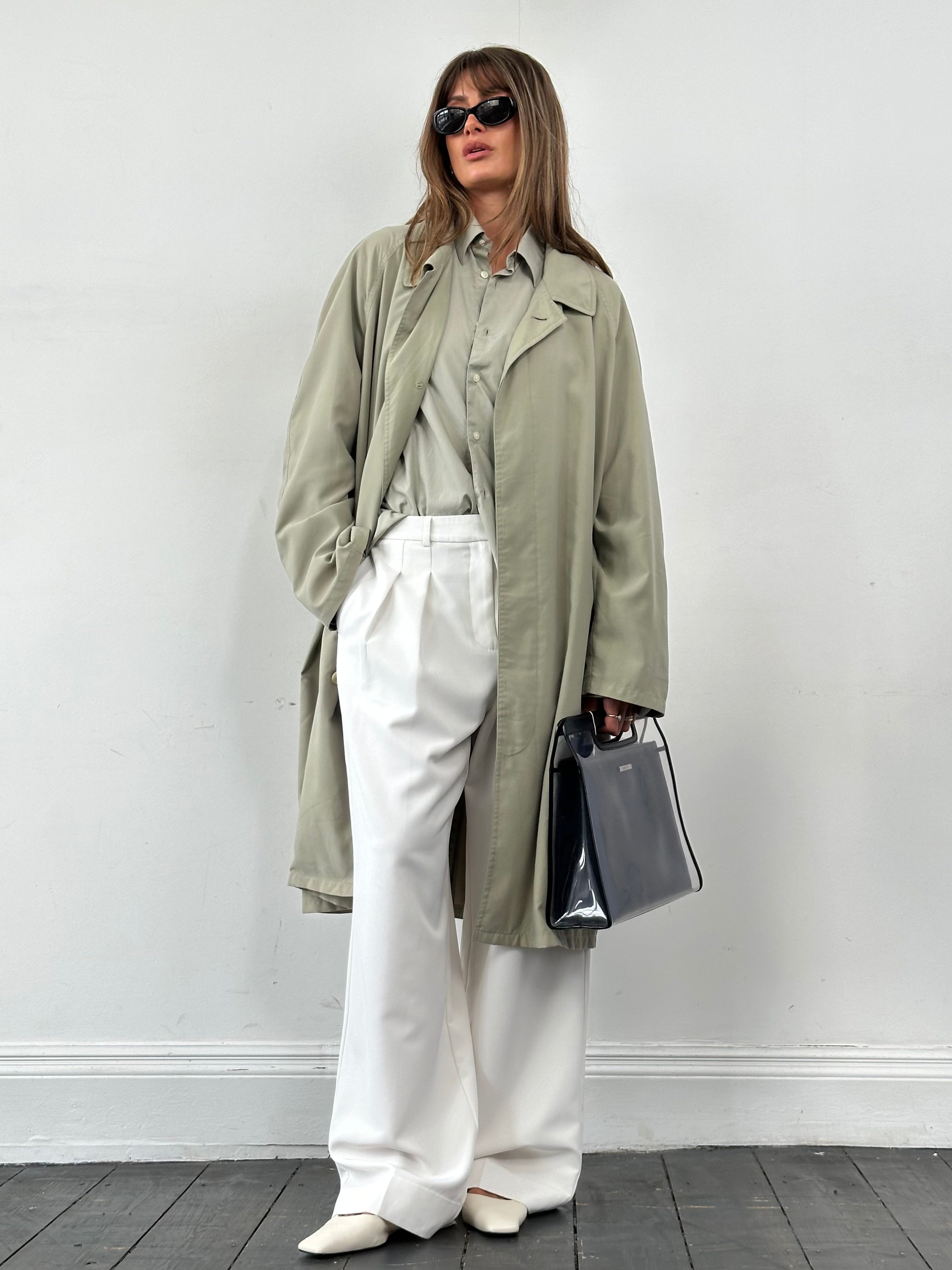 Missoni lightweight trench coat with concealed placket in XXL, beige color, featuring classic collar and belted waist.