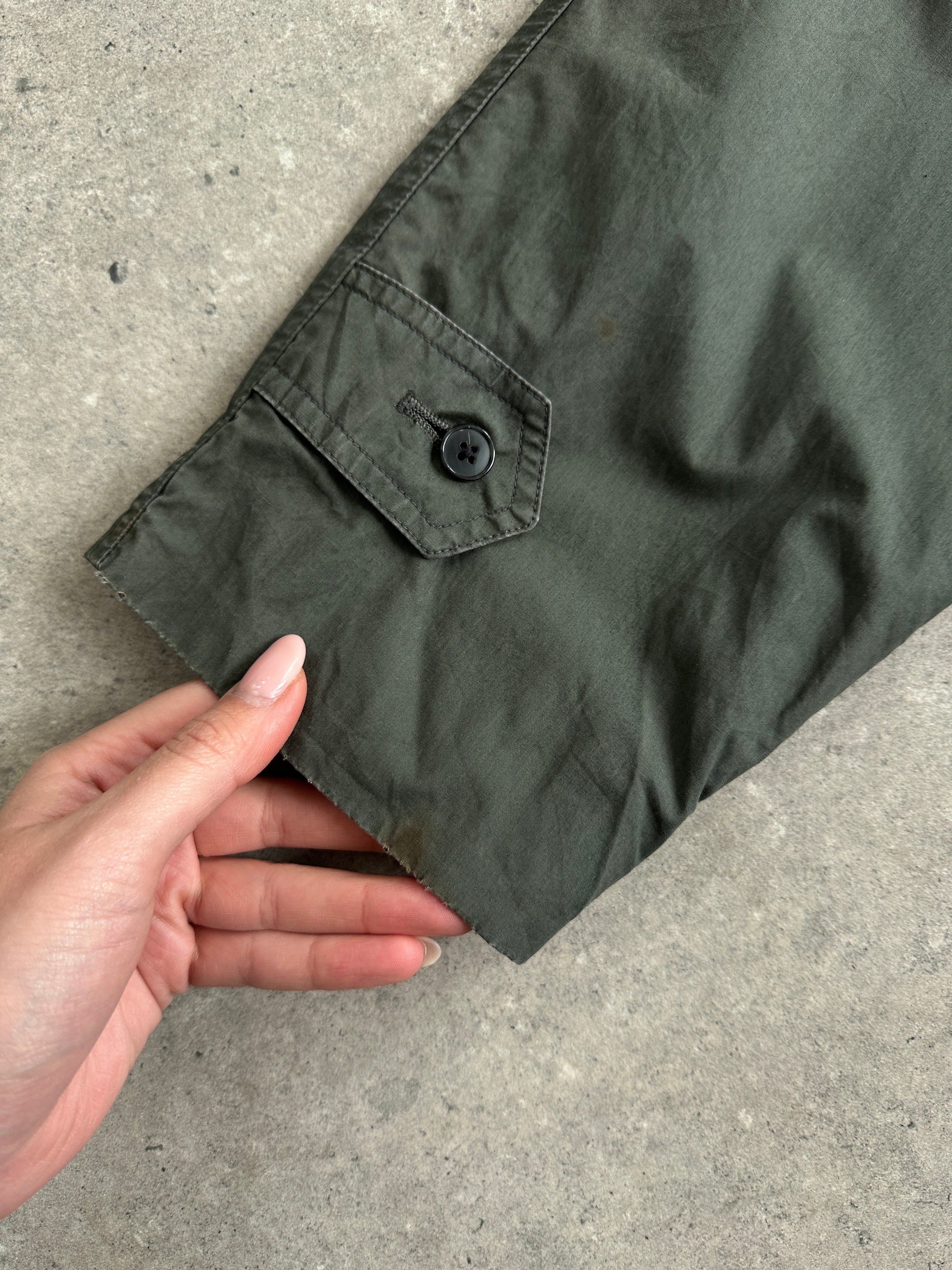 Yves Saint Laurent Diffusion Hommes pure cotton trench coat with concealed placket, shown in size L, featuring classic design and neutral color.