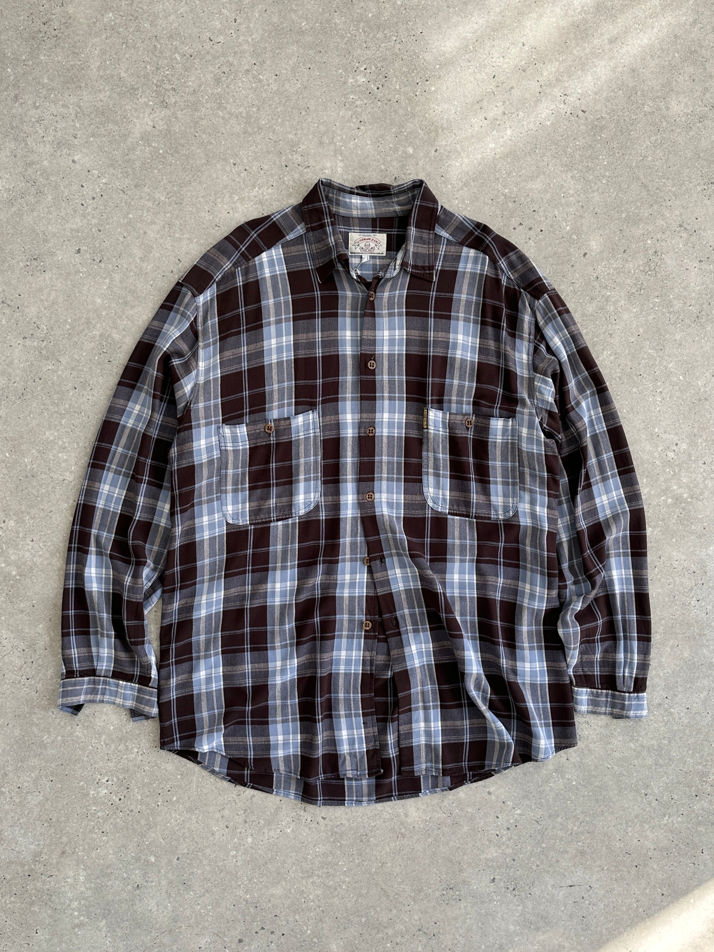 Armani Jeans 90s check flannel shirt in XXL, featuring a classic red and black plaid pattern, button-up front, and collar.