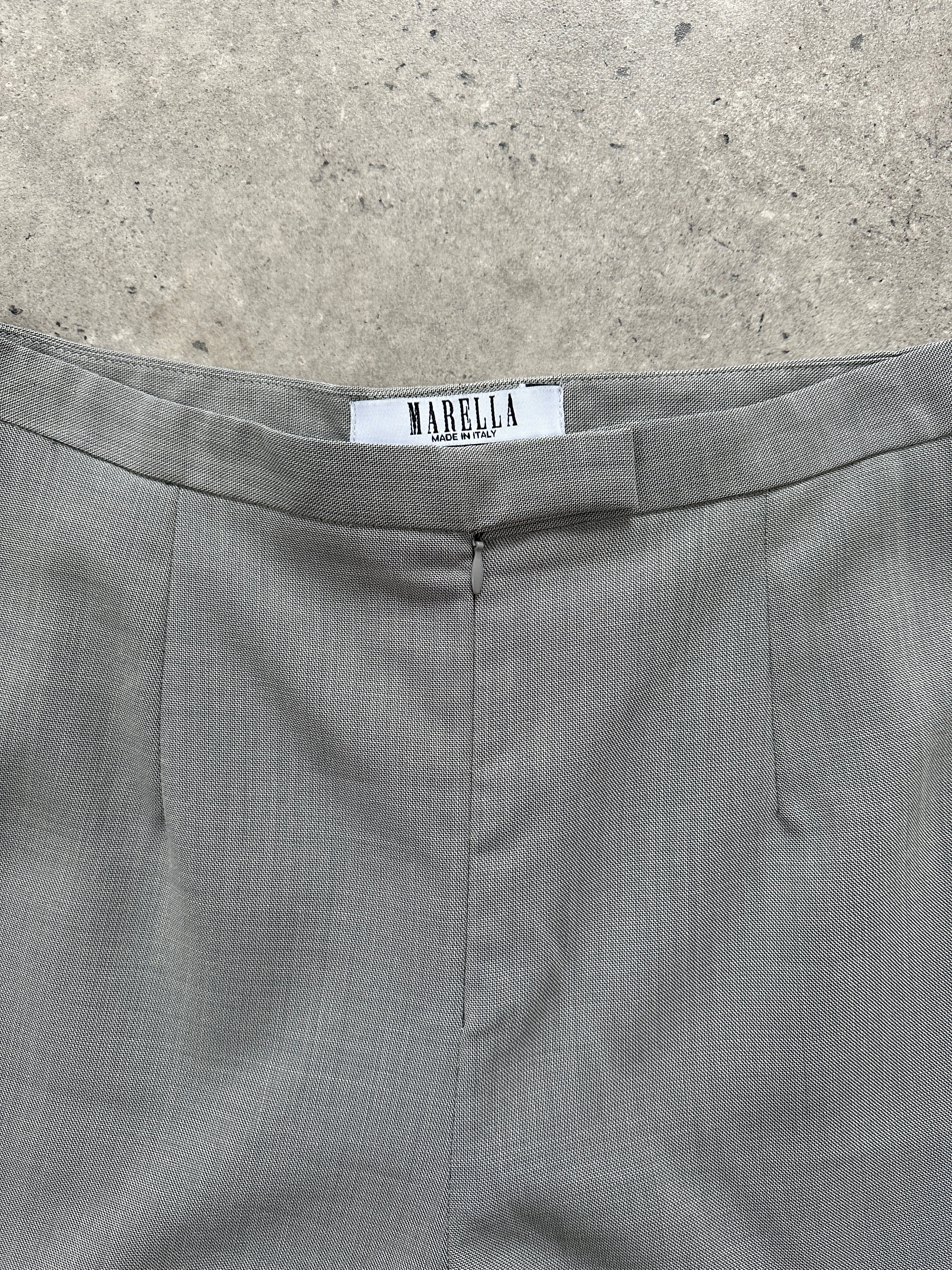 Marella wool blend high-waisted tapered leg trousers in W28, shown in a neutral color with tailored fit and clean silhouette.