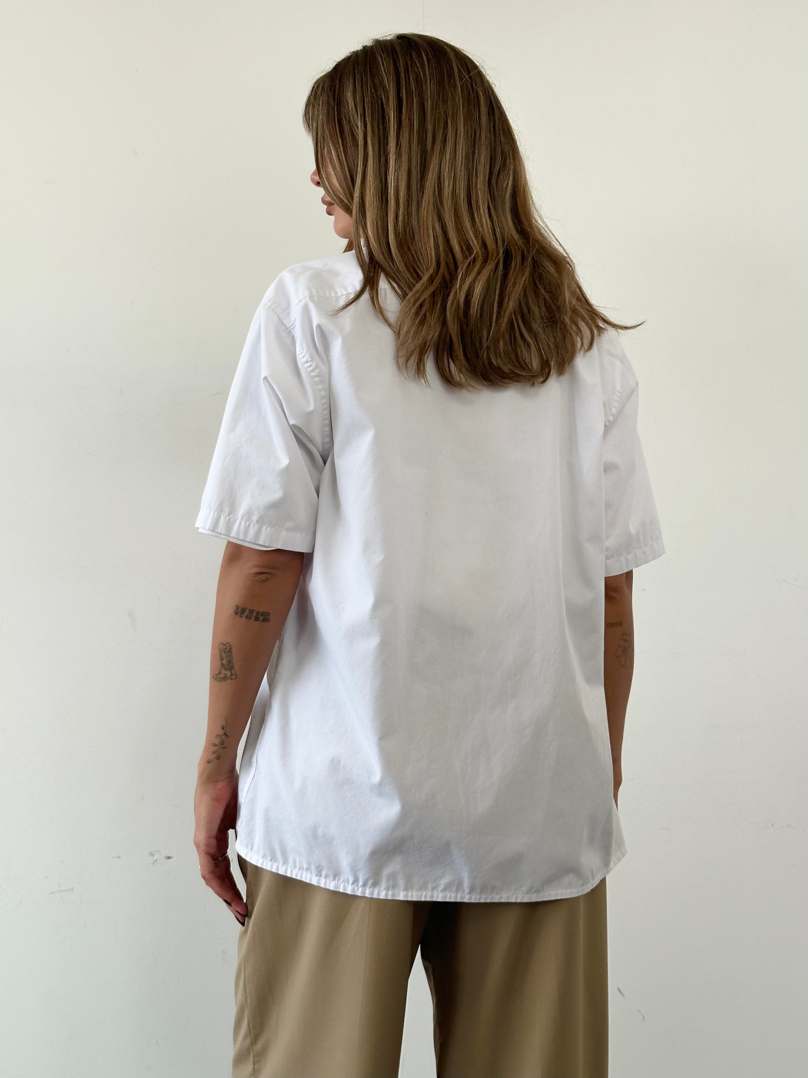 Yves Saint Laurent Pour Homme cotton short sleeve logo shirt in size L, featuring the brand's signature design and classic fit.