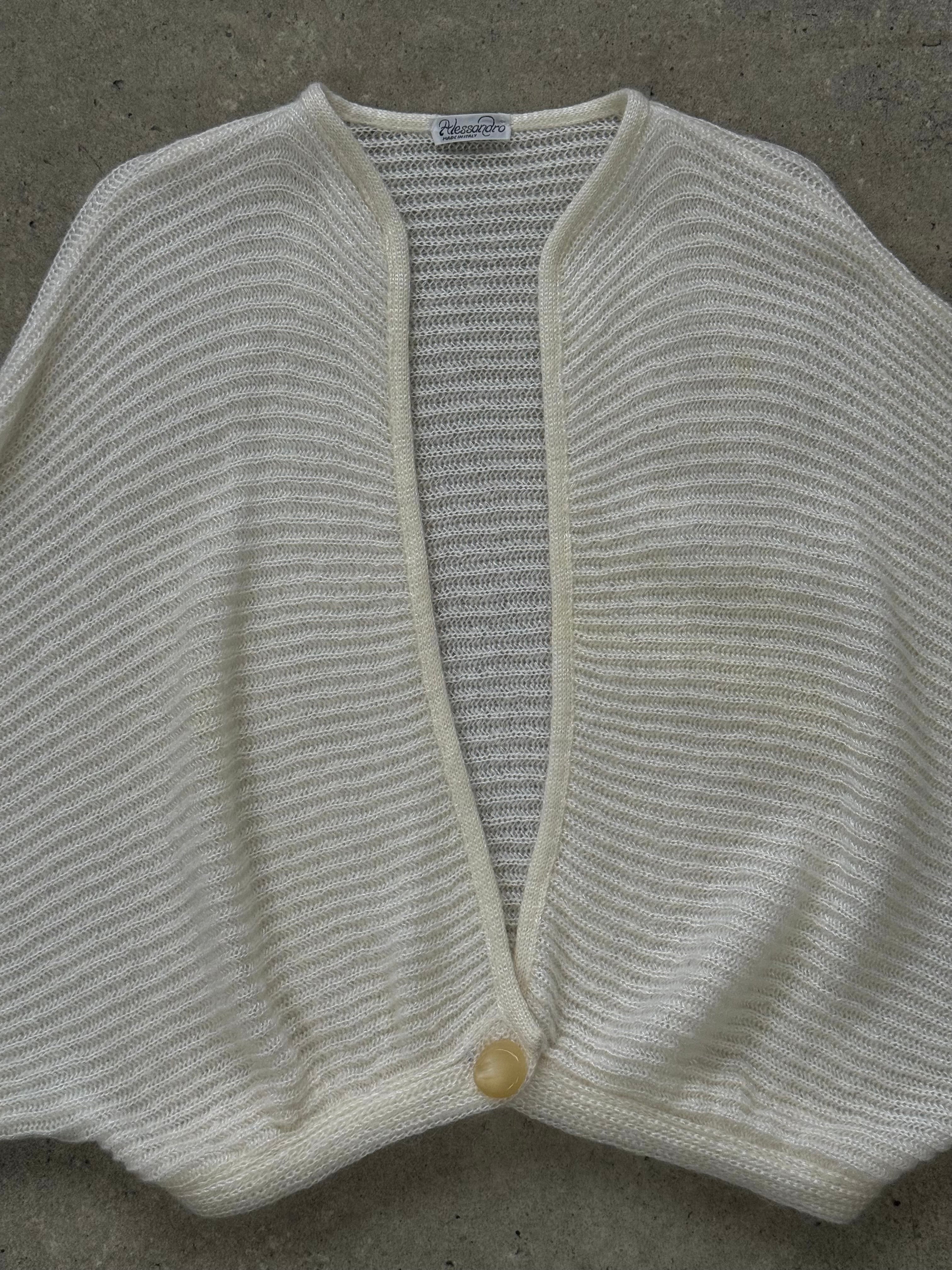 Vintage Italian 1990s mohair knitted cardigan in size M, featuring a cozy, textured knit with a classic design.