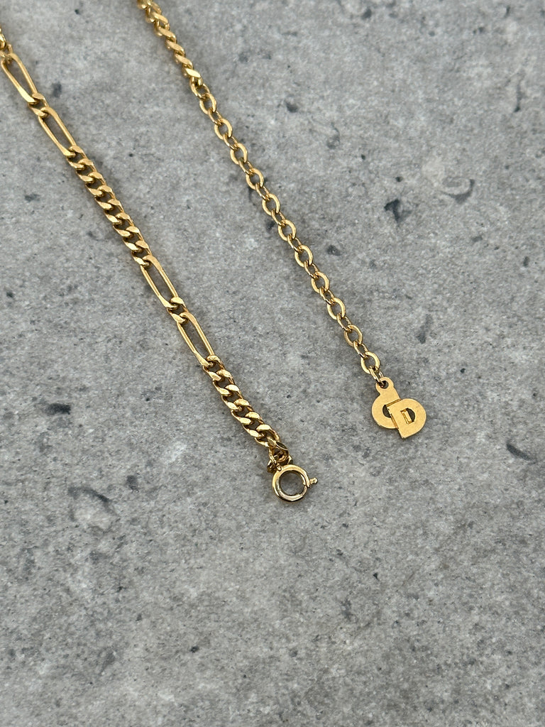Christian Dior 18inch Gold Plated Logo Pendant Necklace - SYLK