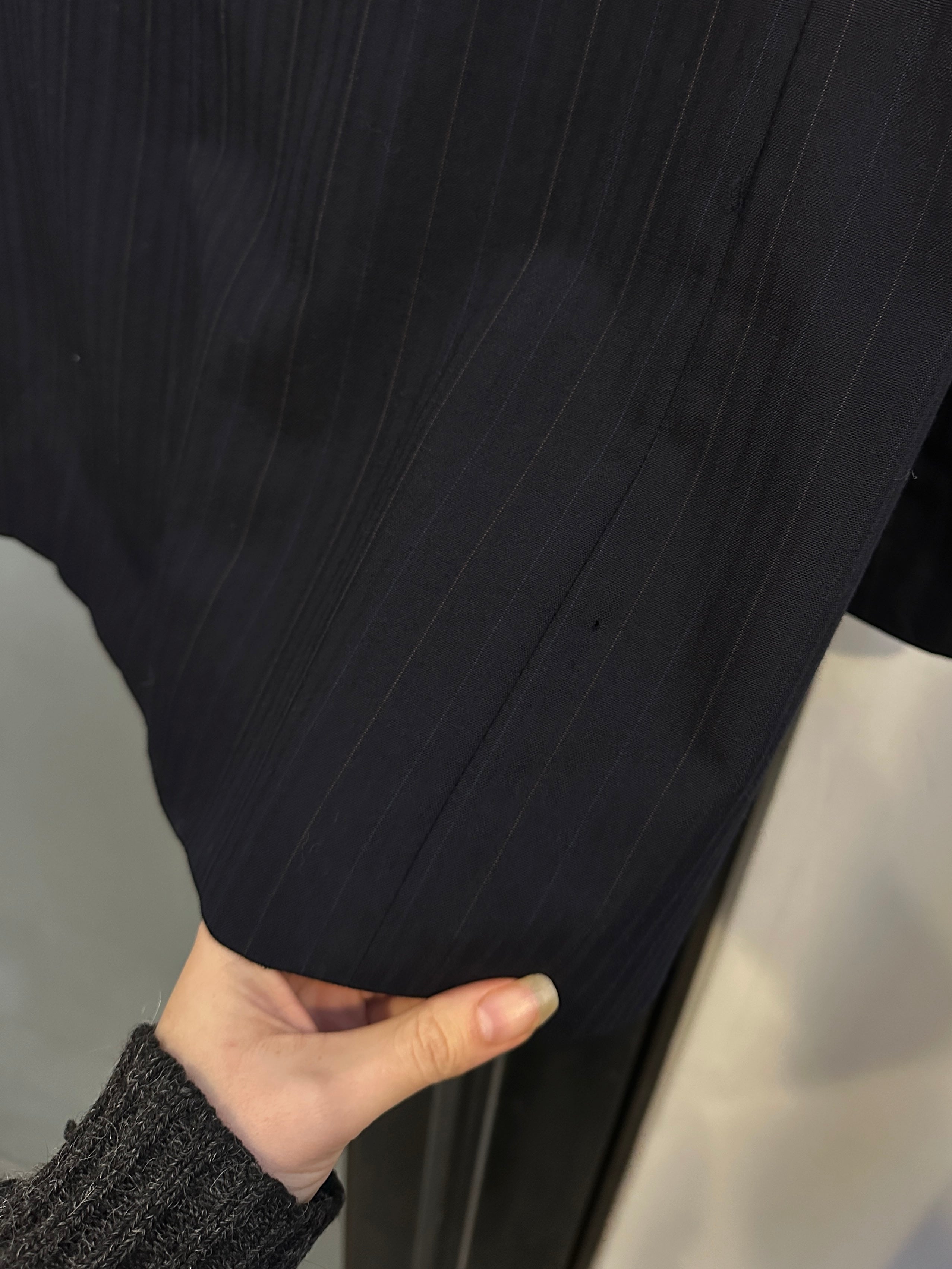 Christian Dior Monsieur 1980s striped double-breasted blazer in size 40R/L with classic tailored fit and vintage style.