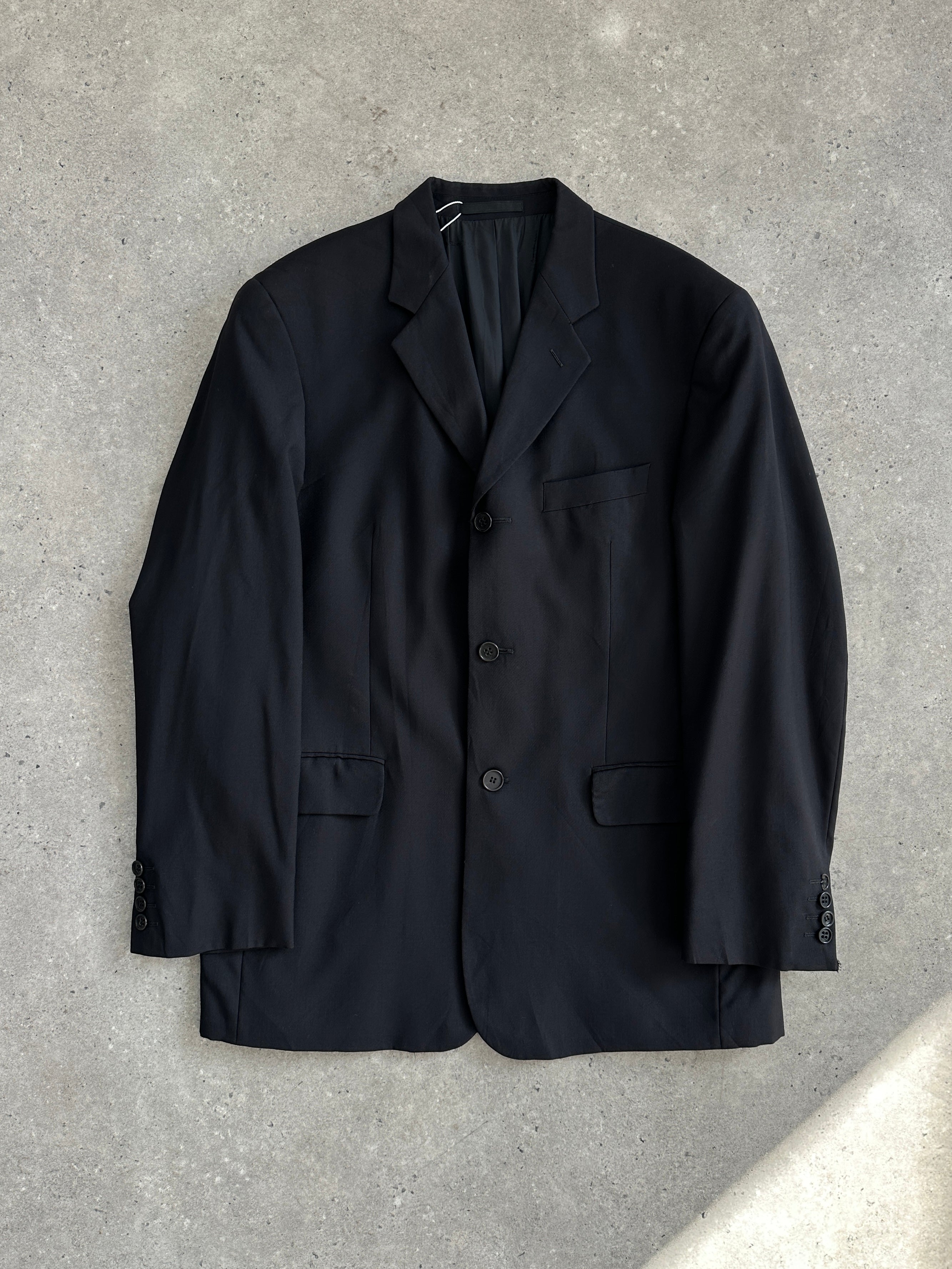Yves Saint Laurent Pour Homme 1990s pure wool single-breasted blazer in size 42R/XL, tailored fit, classic design, dark color.