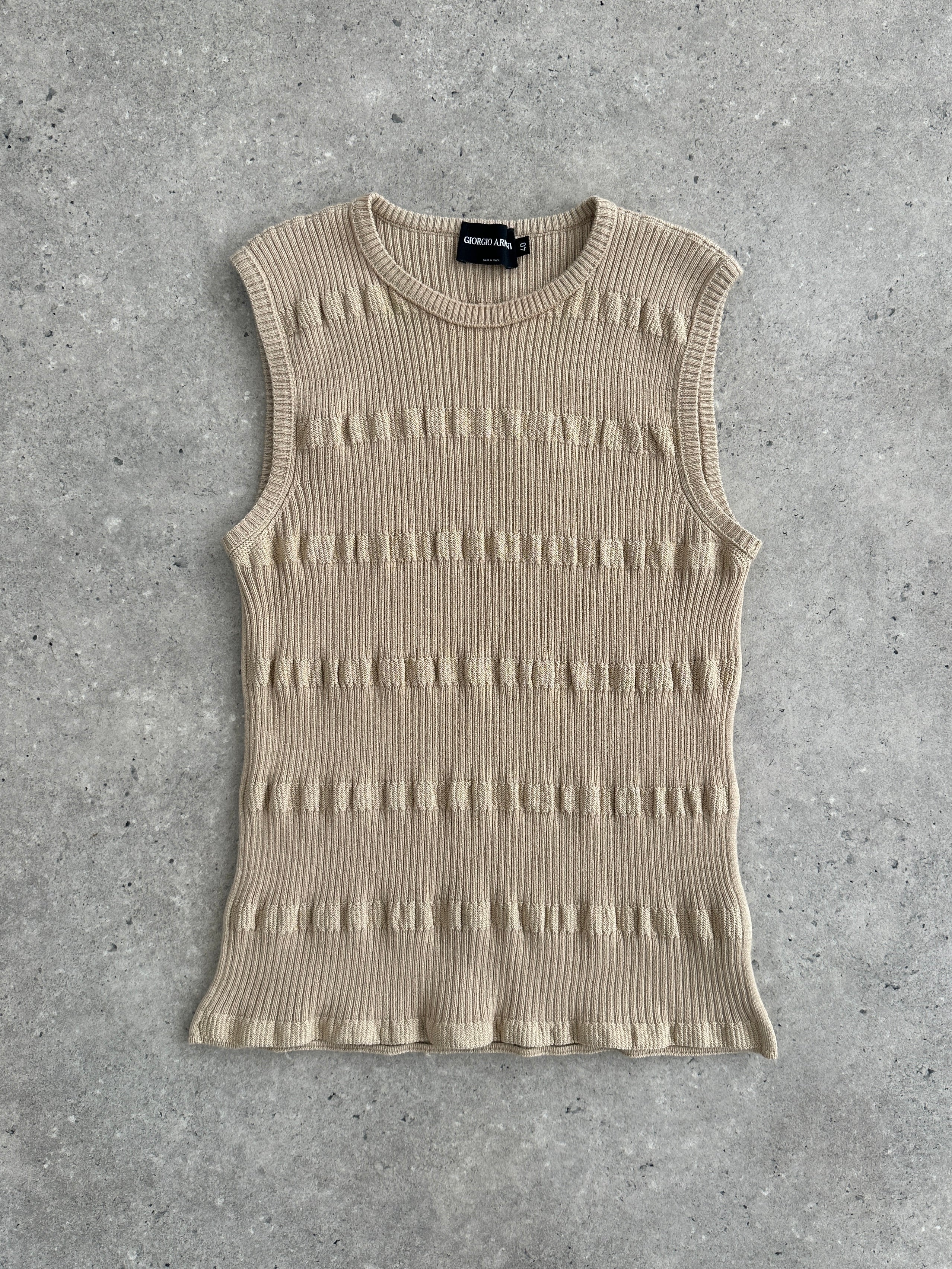 Giorgio Armani 2000s Silk Cashmere Ribbed Vest Top - S - SYLK