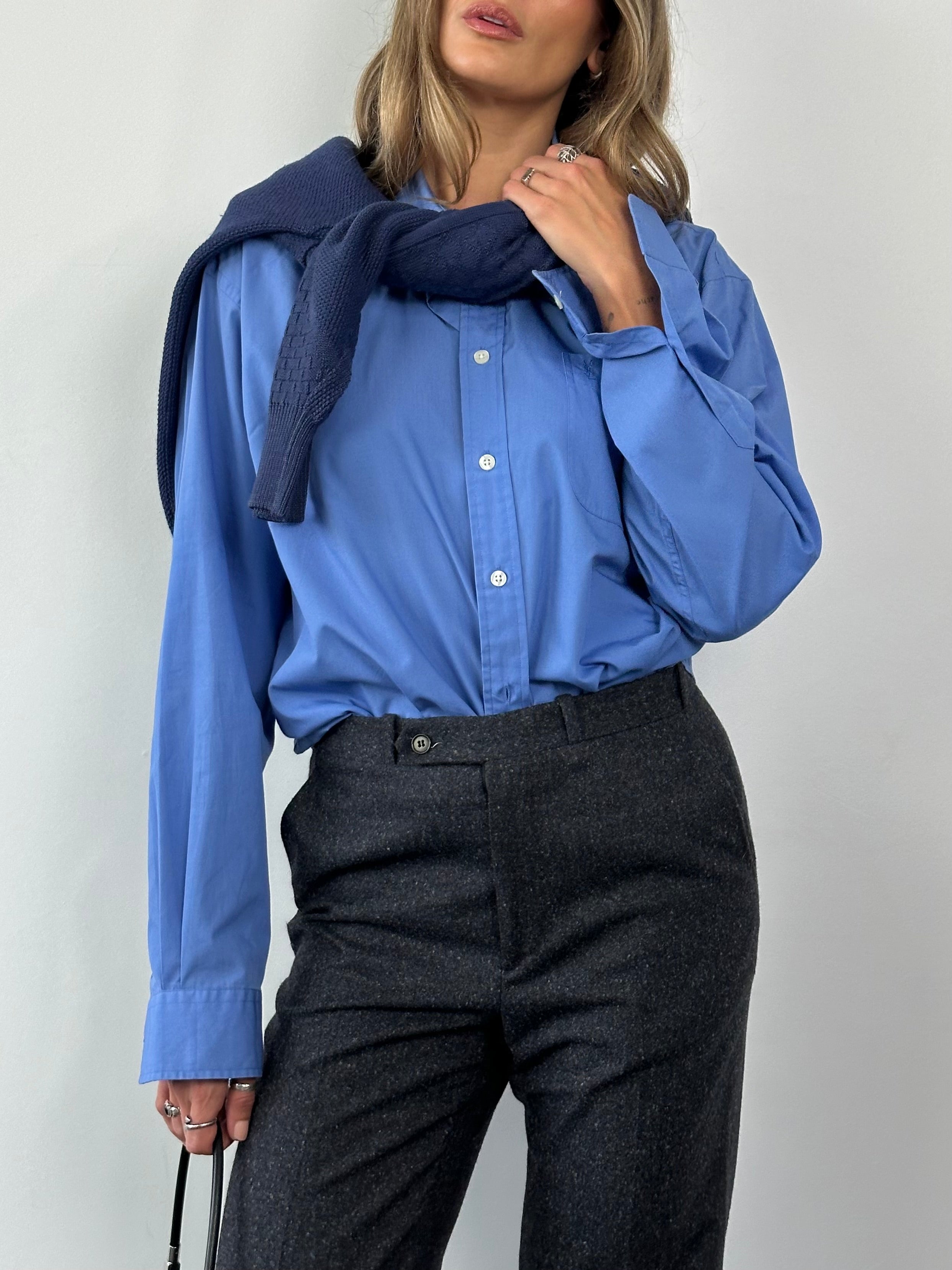 Vintage Italian vintage brushed wool cashmere tailored trousers in size W28, featuring classic design and high-quality fabric.