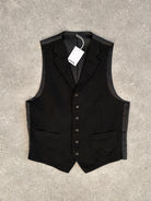 Vintage Wool Pinstripe Collared Waistcoat - L - SYLK