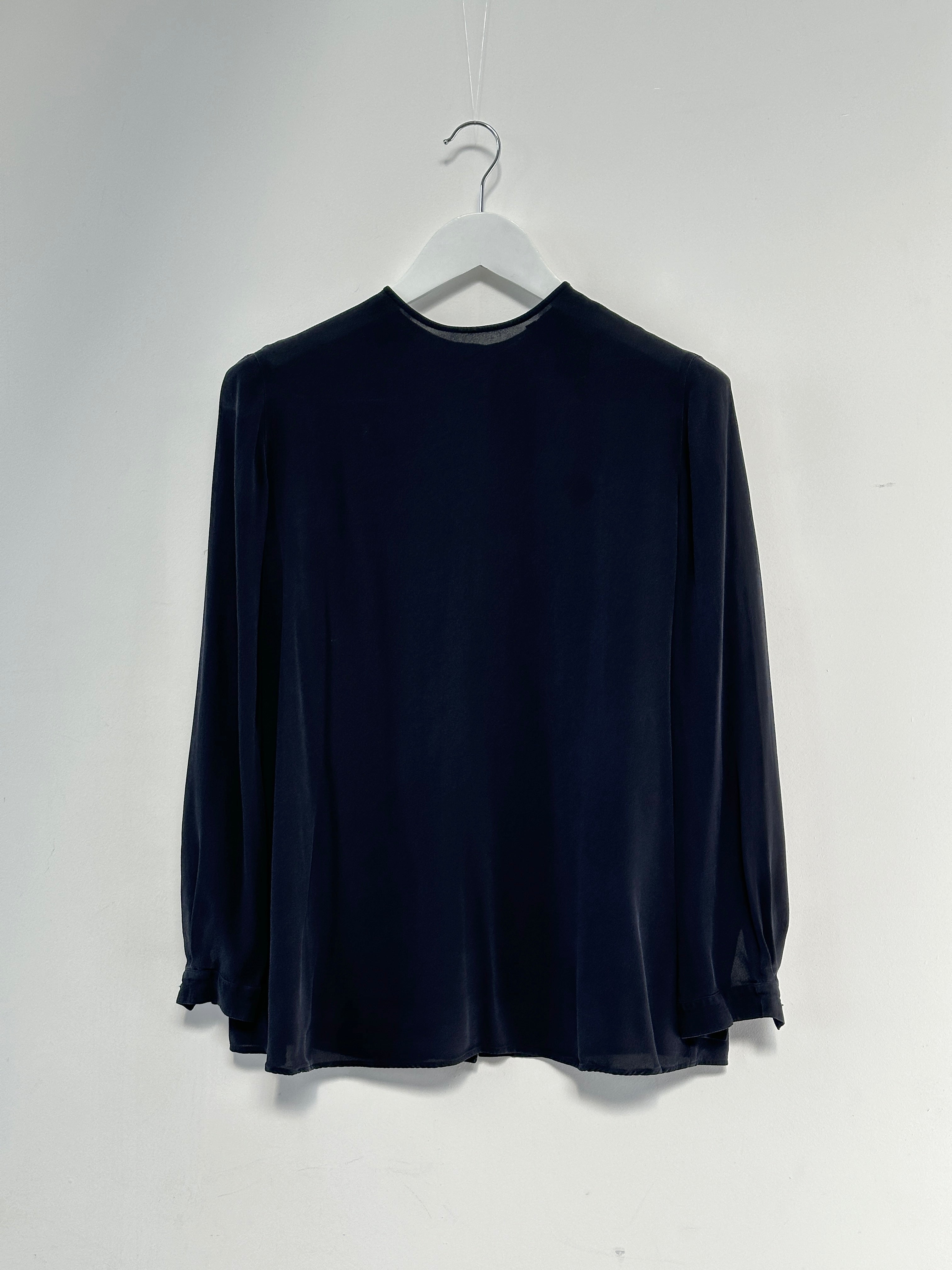 Giorgio Armani Black Label Silk Button Back Top - S - SYLK