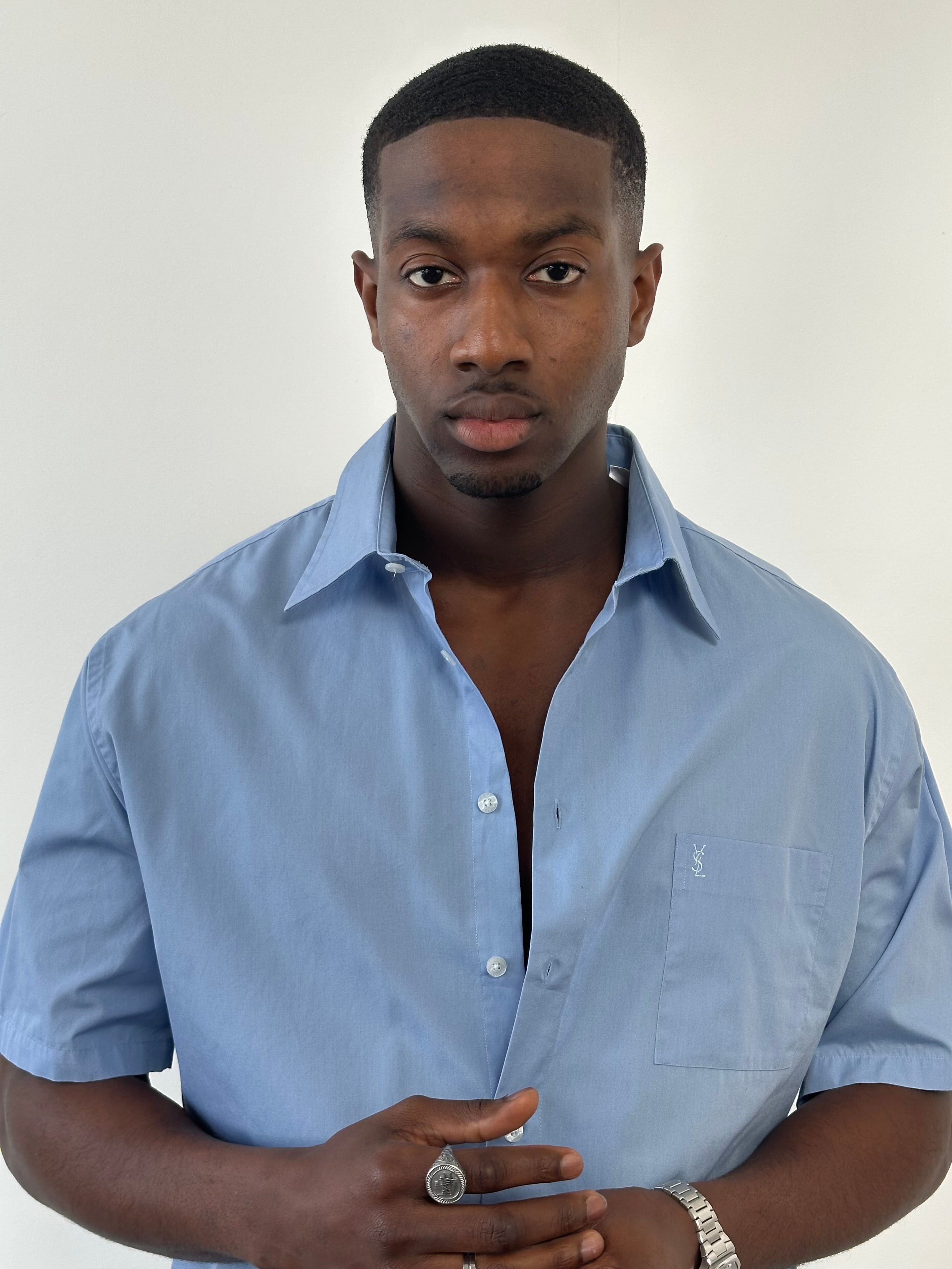 Yves Saint Laurent Pour Homme 2000s Cotton Short Sleeve Logo Shirt - L/XL