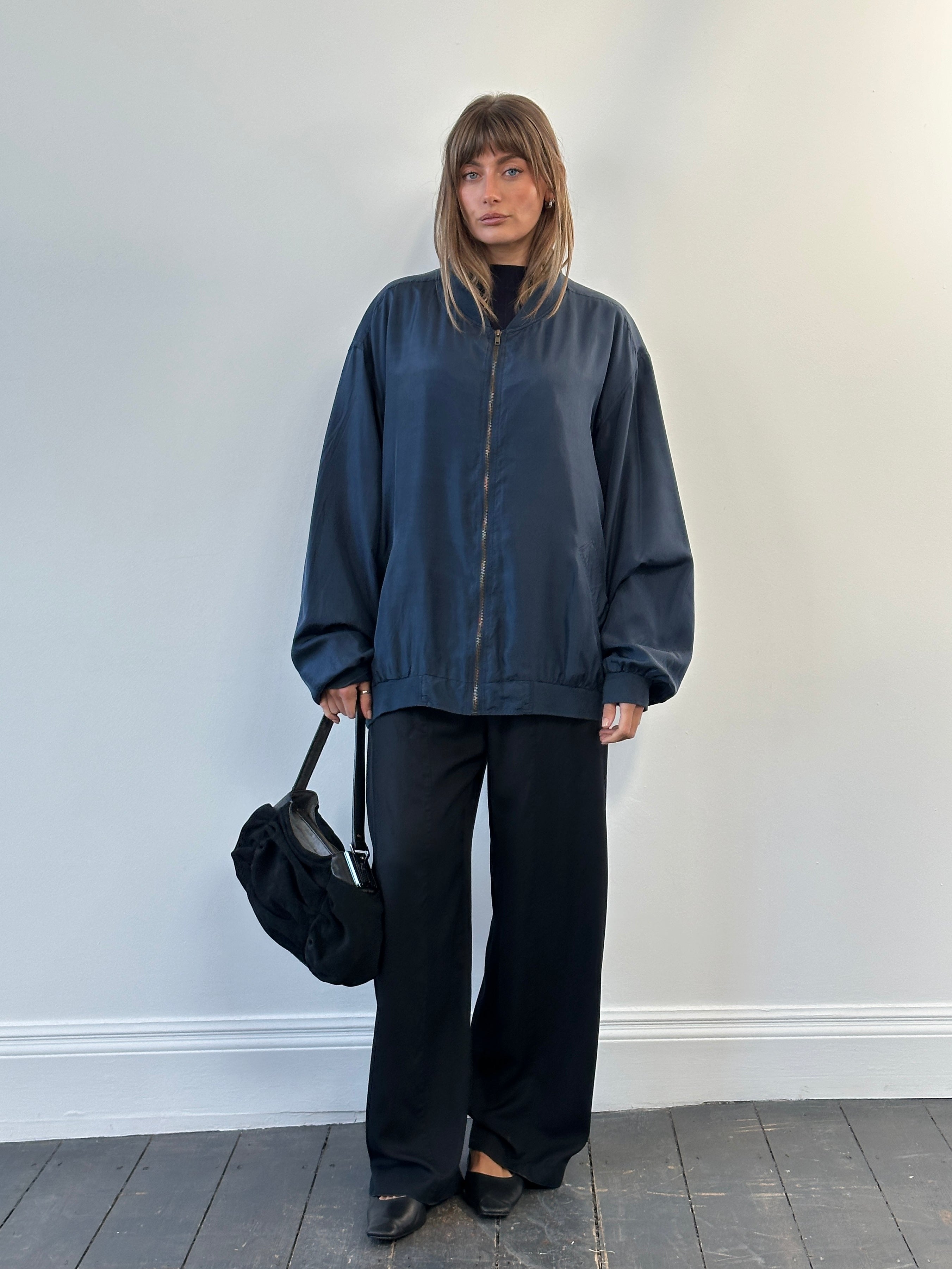 Vintage 1980s Pure Silk Bomber Jacket - XXL - SYLK