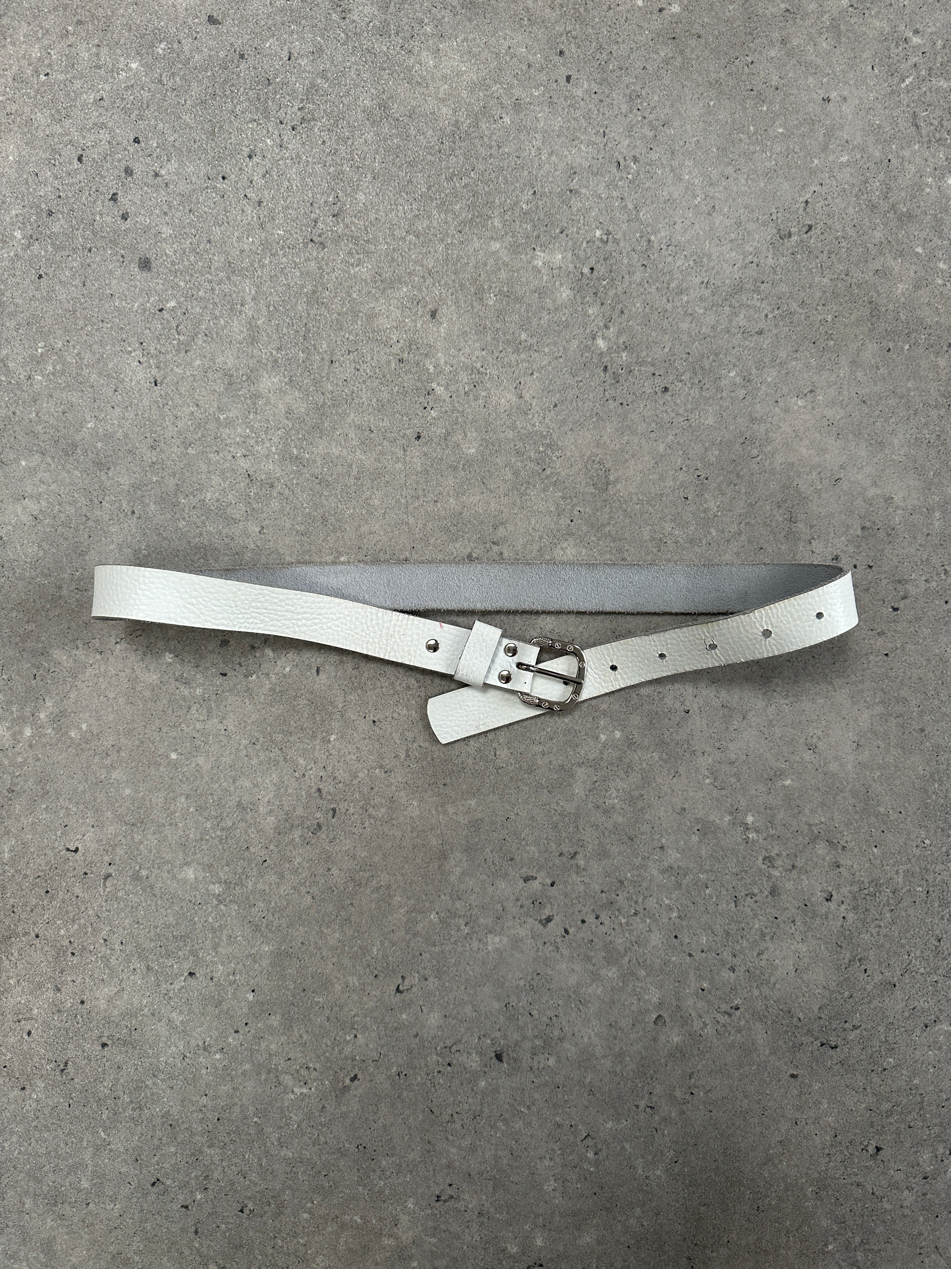 Vintage 1990s Chrome Leather Belt - W24-30 - SYLK