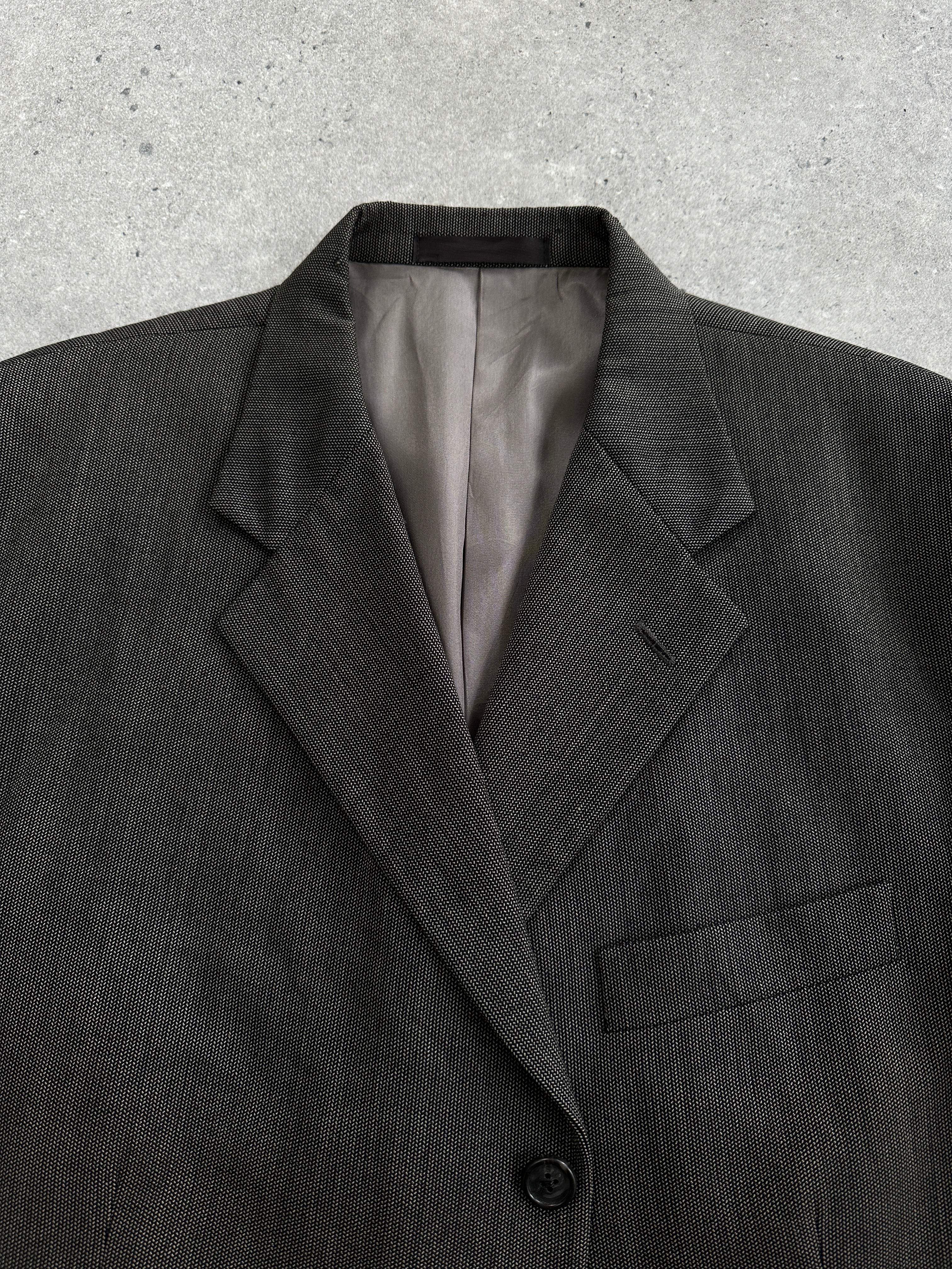 Givenchy Monsieur 90s pure wool single-breasted blazer in size 46R/XXL, shown in classic tailored style with notch lapels.