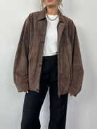 Vintage Suede Leather Bomber Jacket - L - SYLK