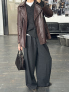 Vintage 1990s Double Breasted Lamb Leather Jacket - M - SYLK