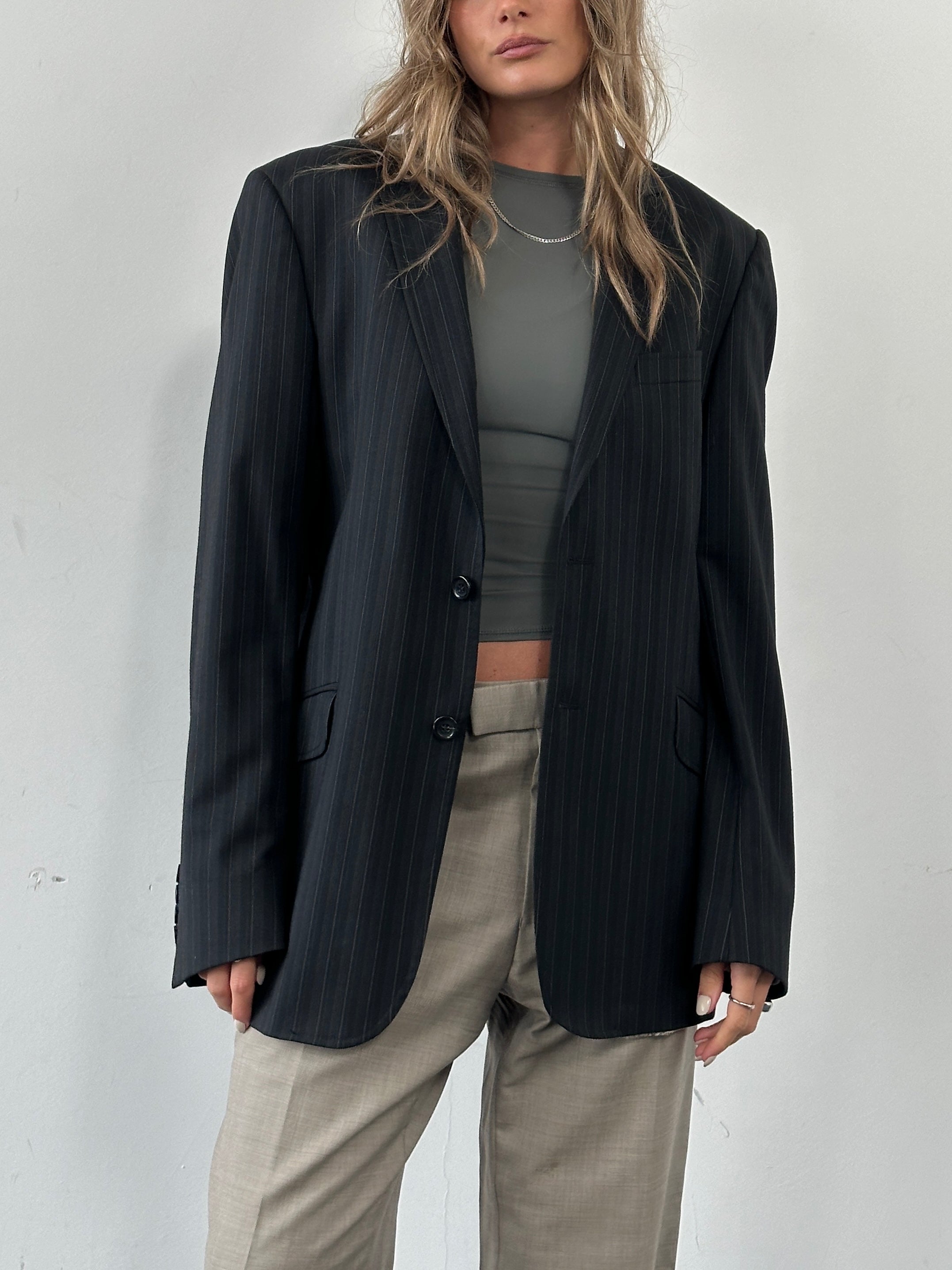 Cavalli Pinstripe Wool Blazer - 42R/M - SYLK