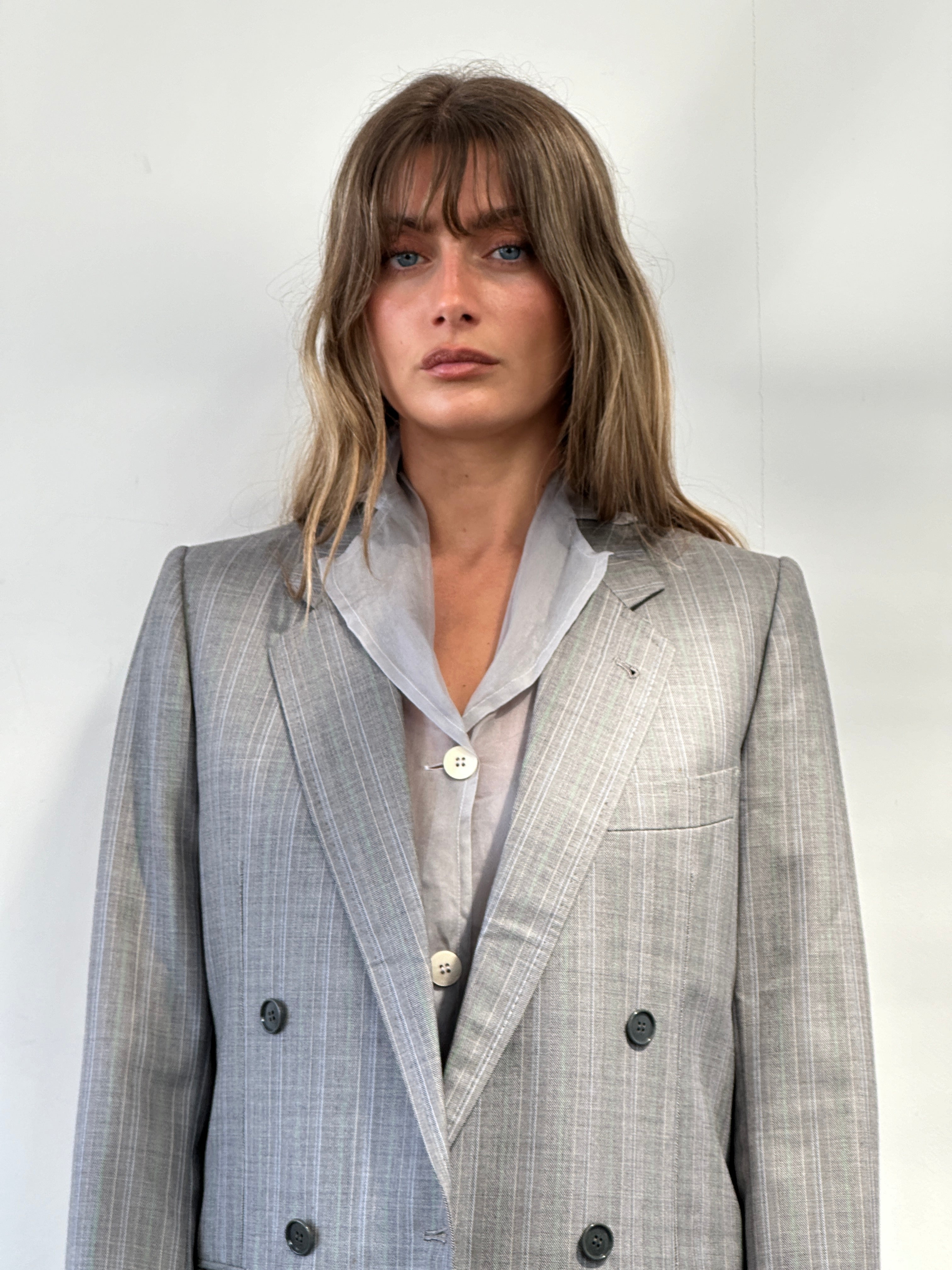 MAX & Co sheer organza shirt in size S, lightweight and transparent with a classic collar and button-front design.
