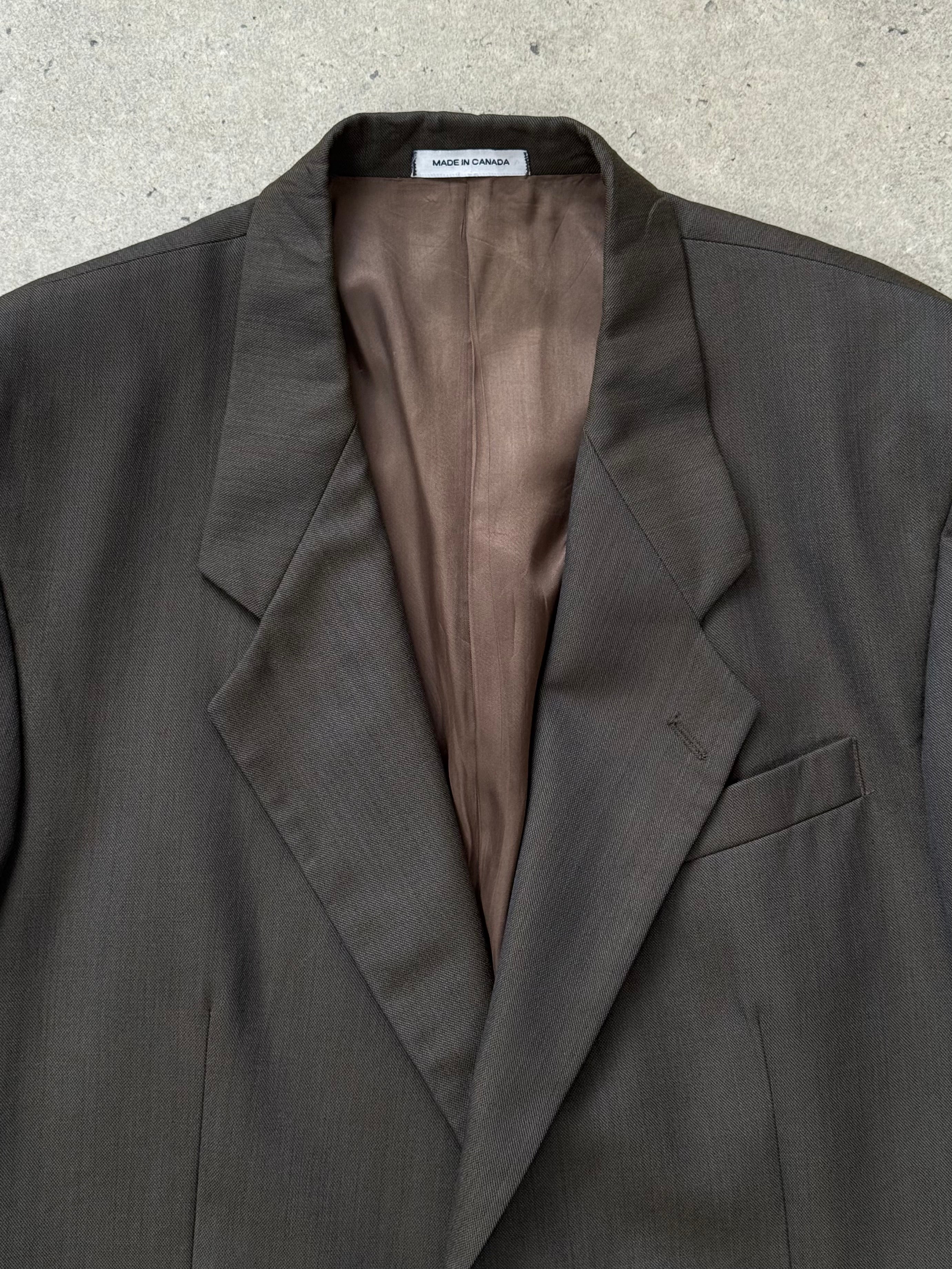 Yves Saint Laurent 1980s two-tone pure wool blazer in size 42R/L, featuring classic tailored fit and vintage style.