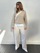 St Michael Stripe Knitted Jumper - M - SYLK