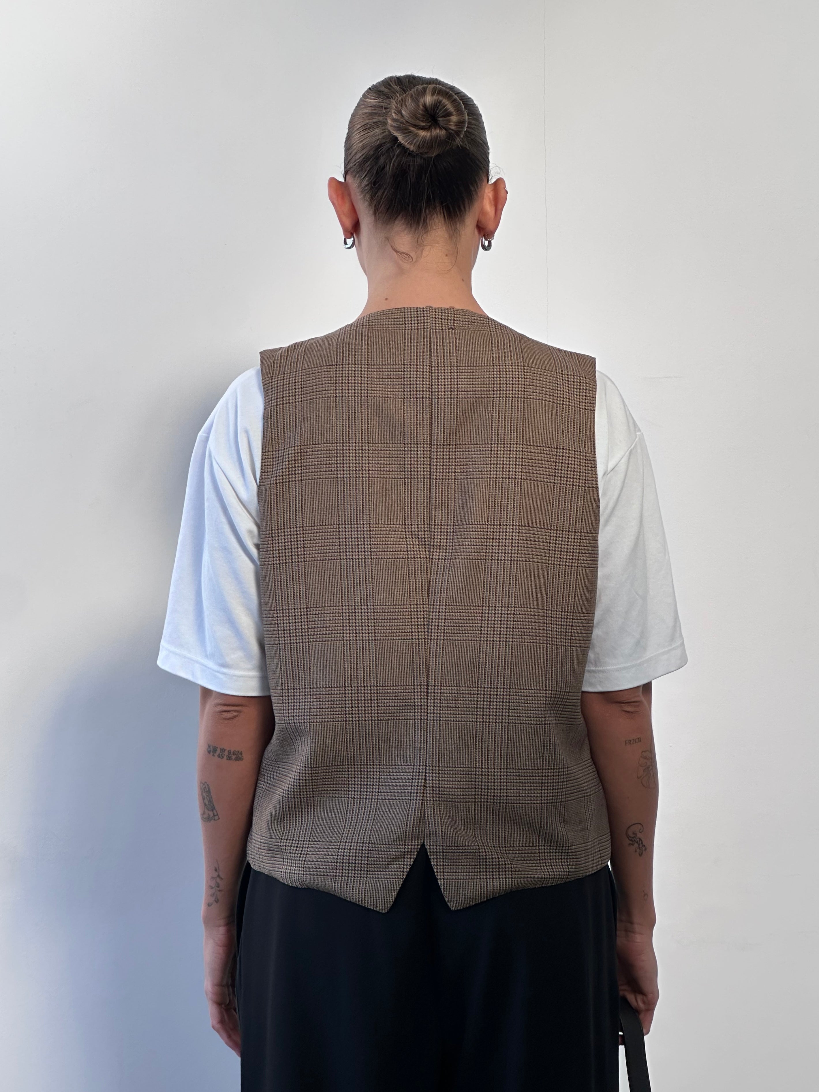 Vintage Wool Check Waistcoat - L - SYLK