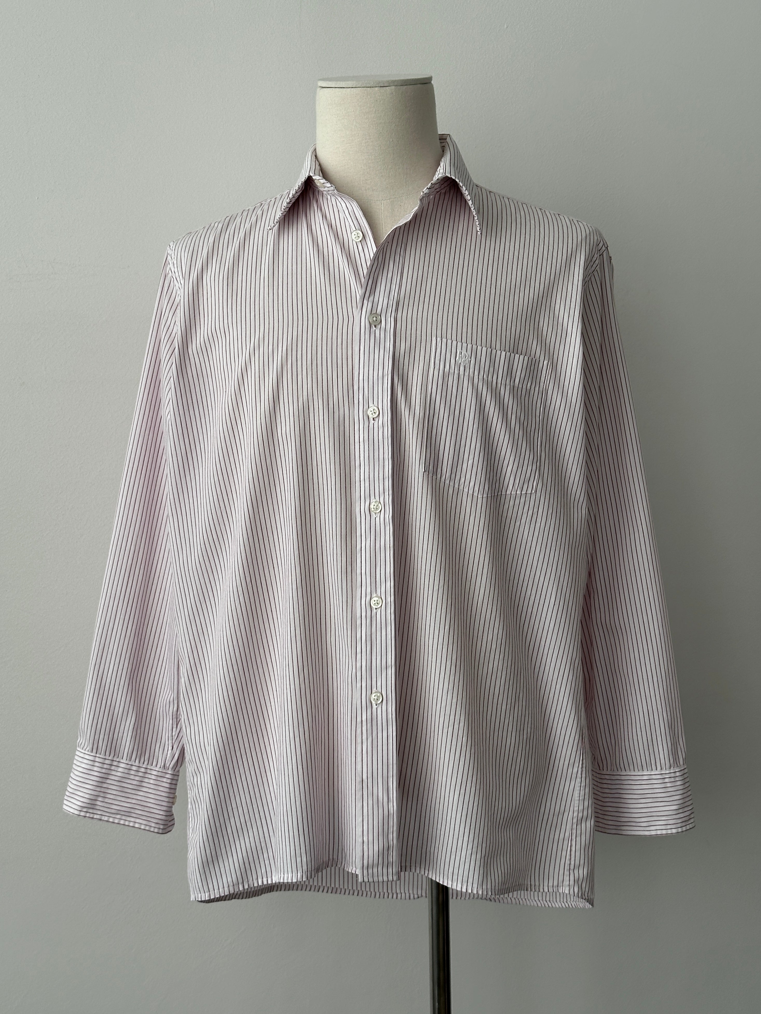 Christian Dior 1990s Cotton Striped Logo Shirt - M