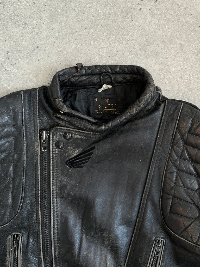 Vintage Motorcycle Distressed Leather Jacket - M/L - SYLK