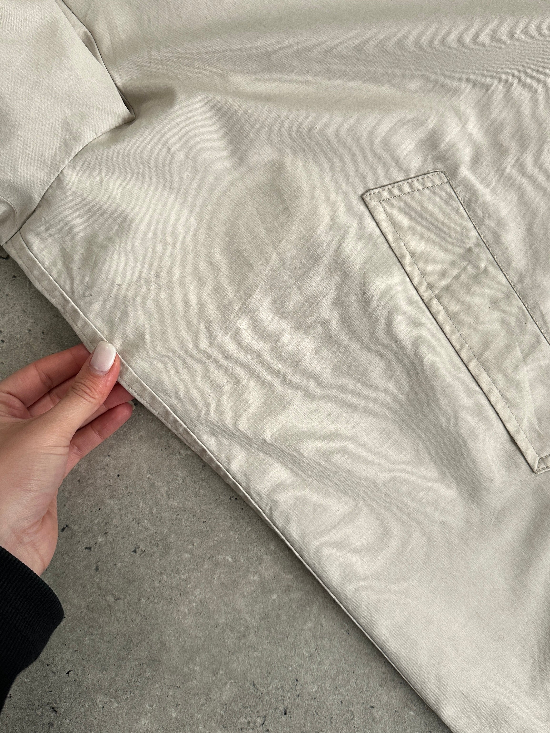 Christian Dior Monsieur cotton trench coat with concealed placket in XXL, showing front view and classic beige fabric.
