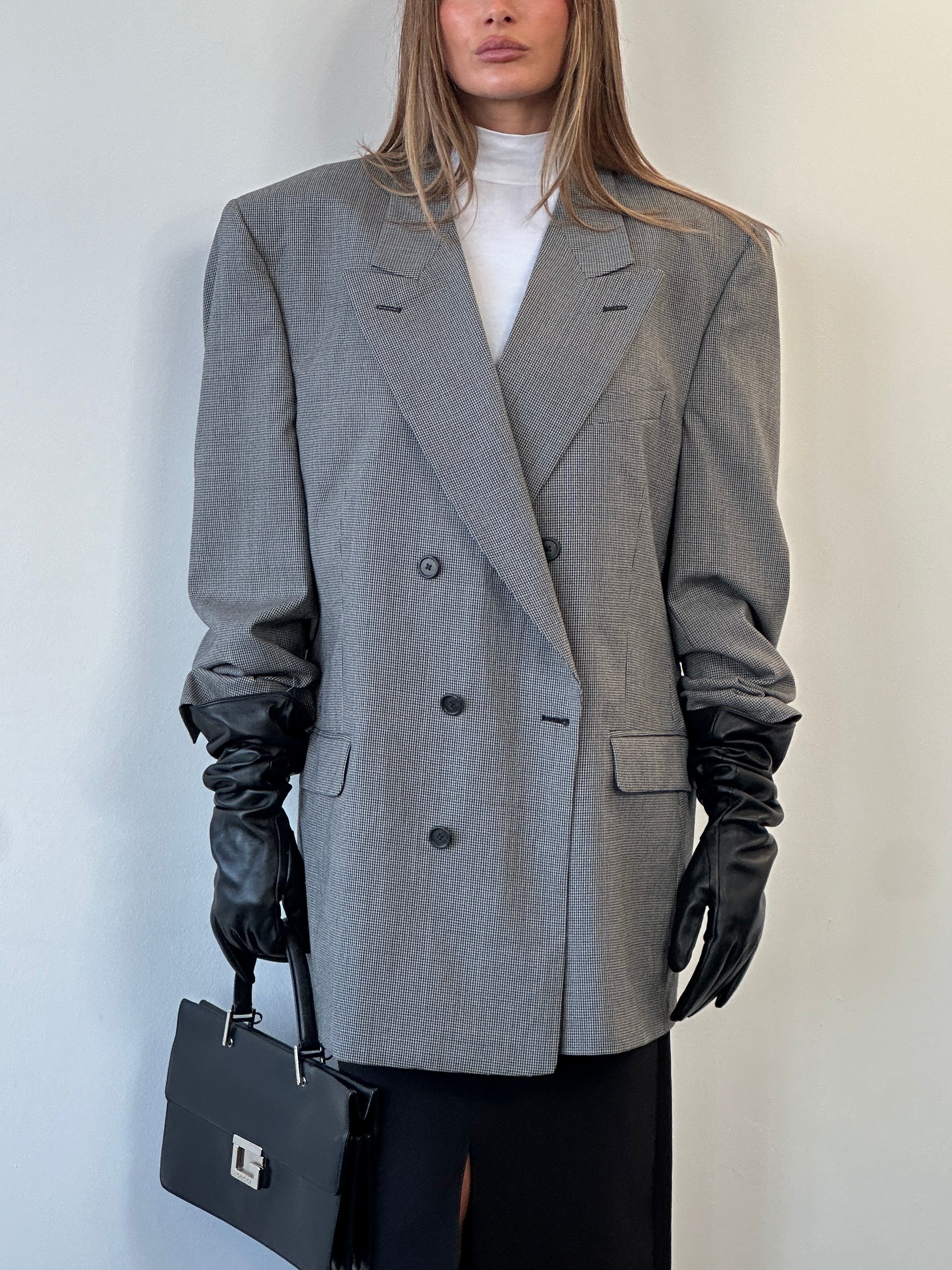 **Christian Dior Monsieur 1980s Pure Wool Houndstooth Blazer - 44R/XL - SYLK
