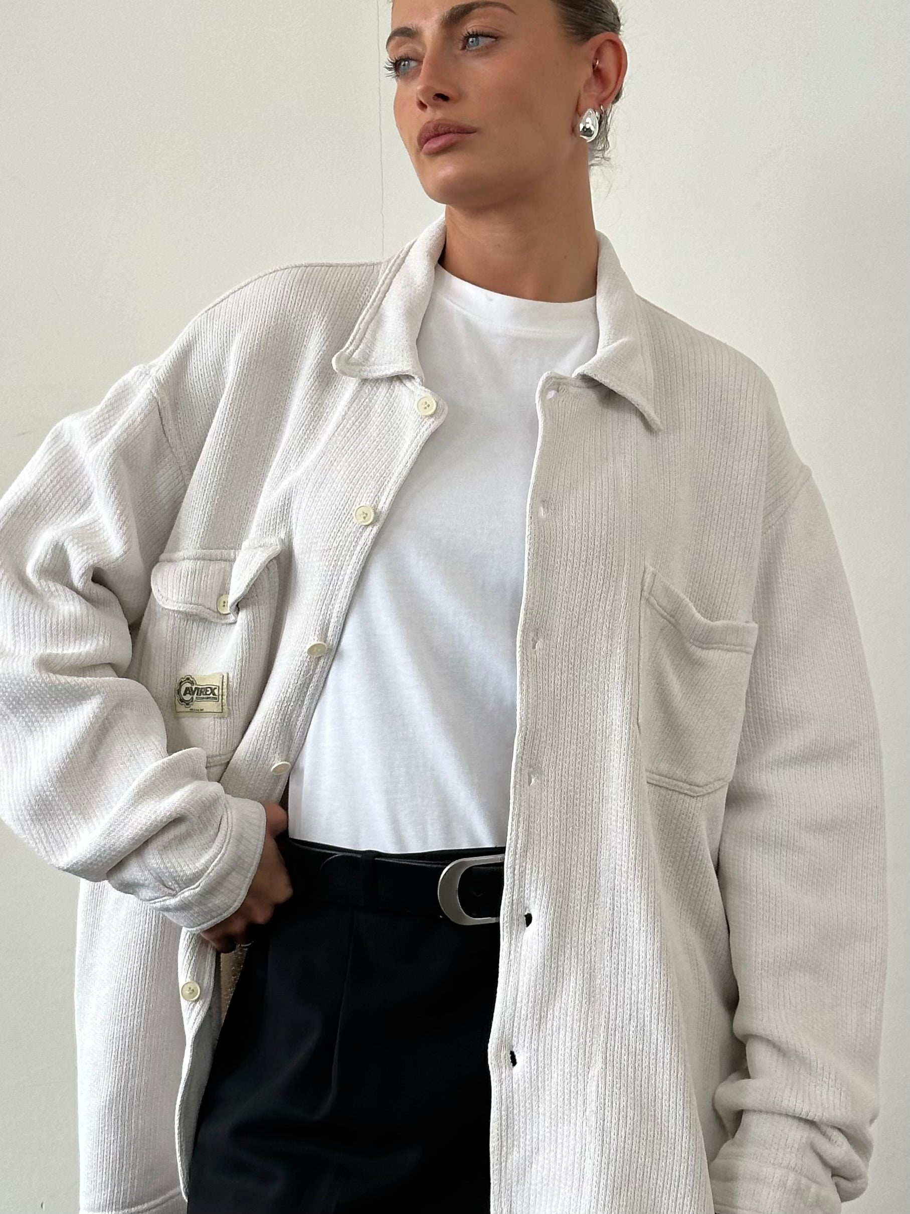 Avirex heavyweight pure cotton over shirt in XXL, casual long-sleeve shirt with button front and classic design.