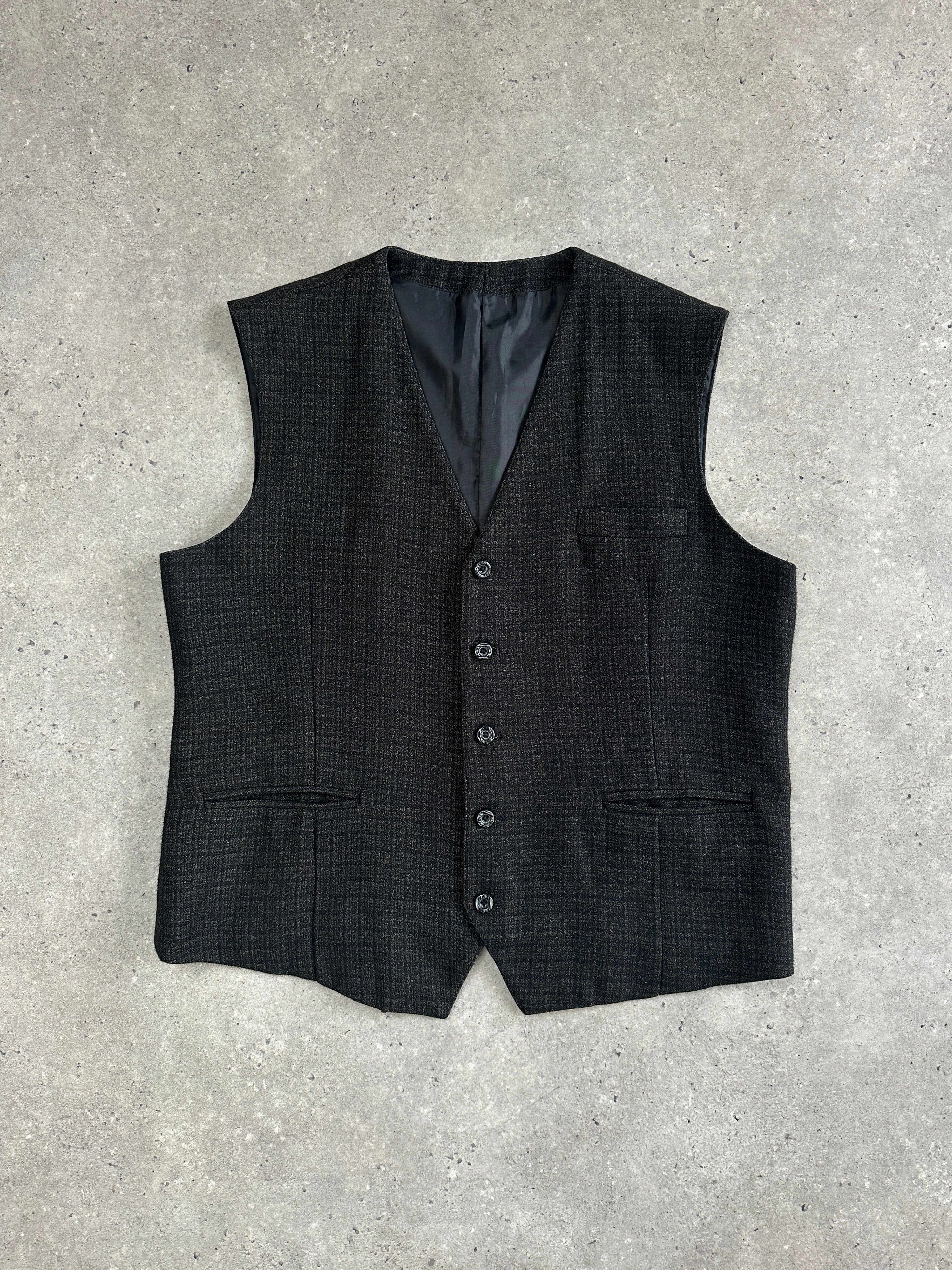 Vintage 1990s wool blend print waistcoat in XL size, featuring a classic retro design and tailored fit.