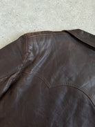 Vintage Distressed Mid Length Leather Jacket - XL - SYLK