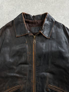 Italian Vintage 1990s Distressed Leather Jacket - L/XL - SYLK
