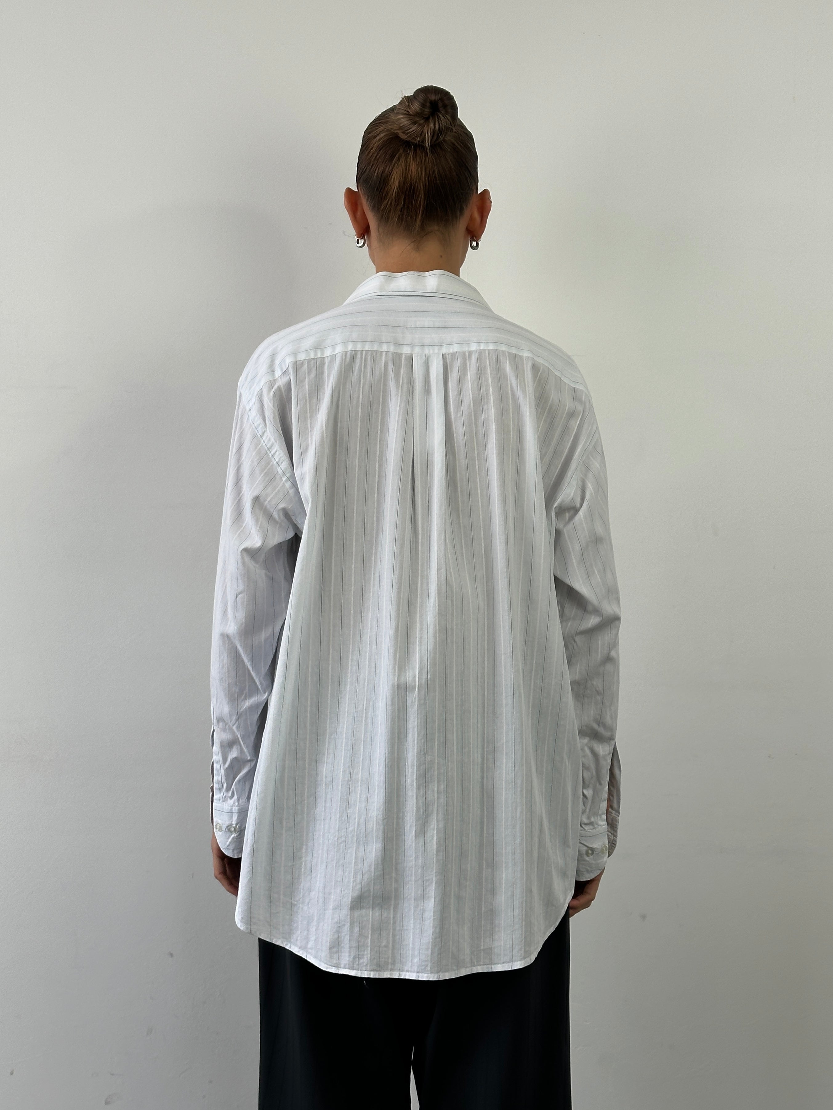 Christian Dior Monsieur stripe pure cotton shirt in XL, showcasing a stylish blue and white striped design and classic collar.