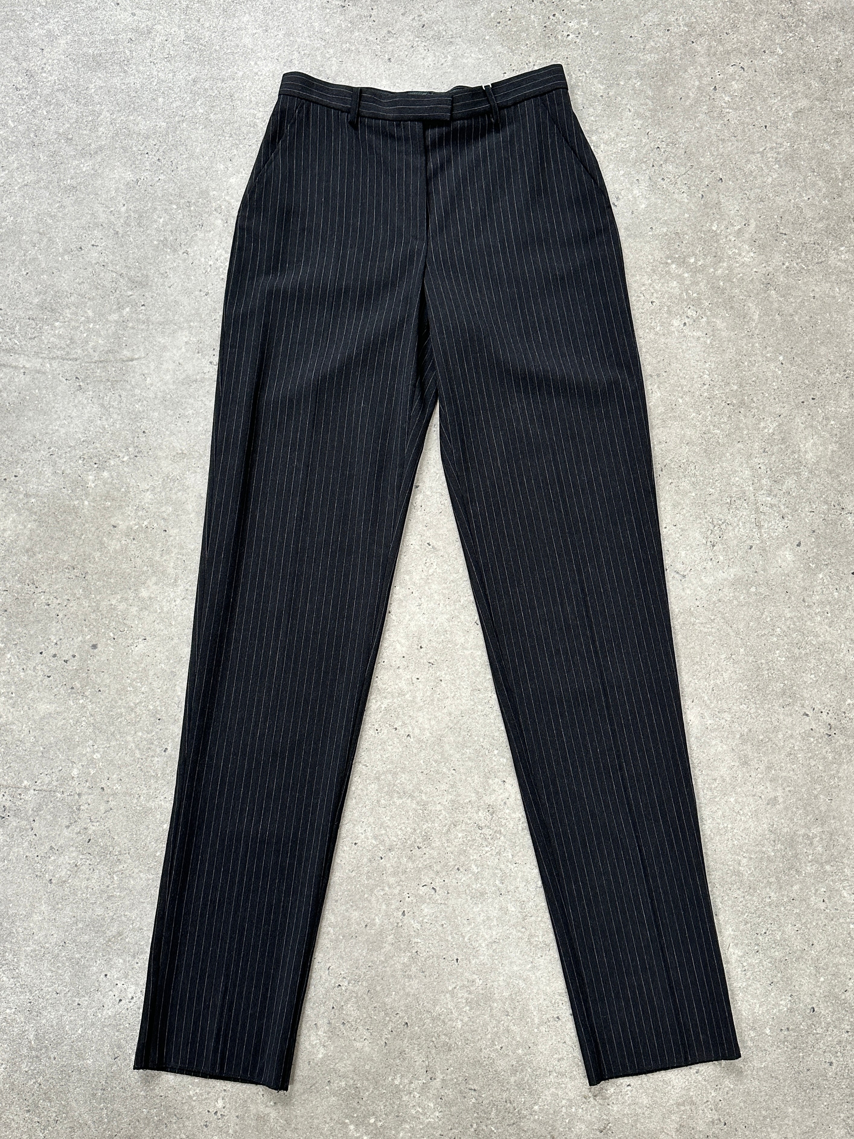 Armani Collezioni 2000s pure wool tailored trousers, straight leg fit, in size W28, shown on a neutral background.