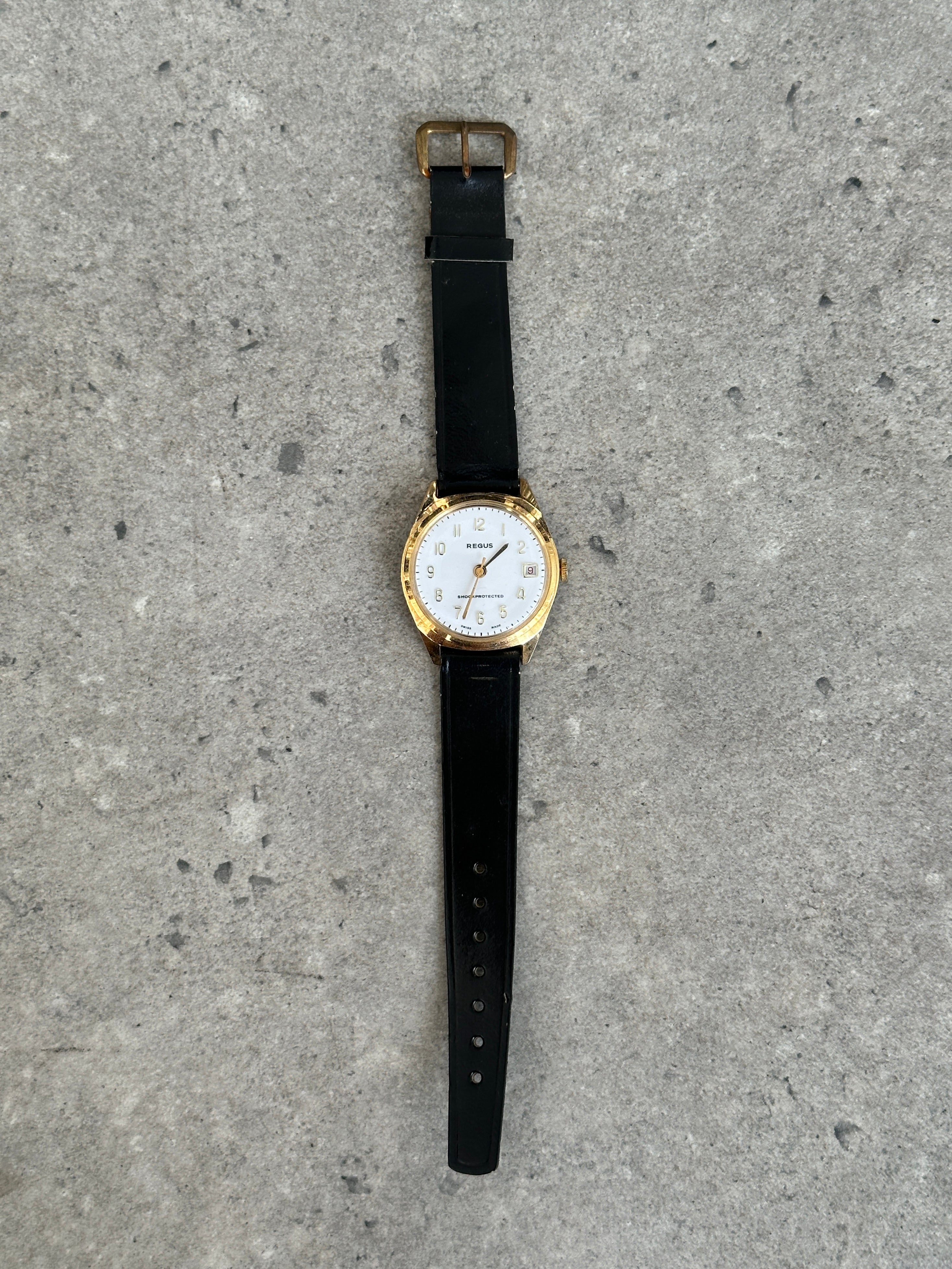 Vintage 1980s Swiss Made Mechanical Leather Watch