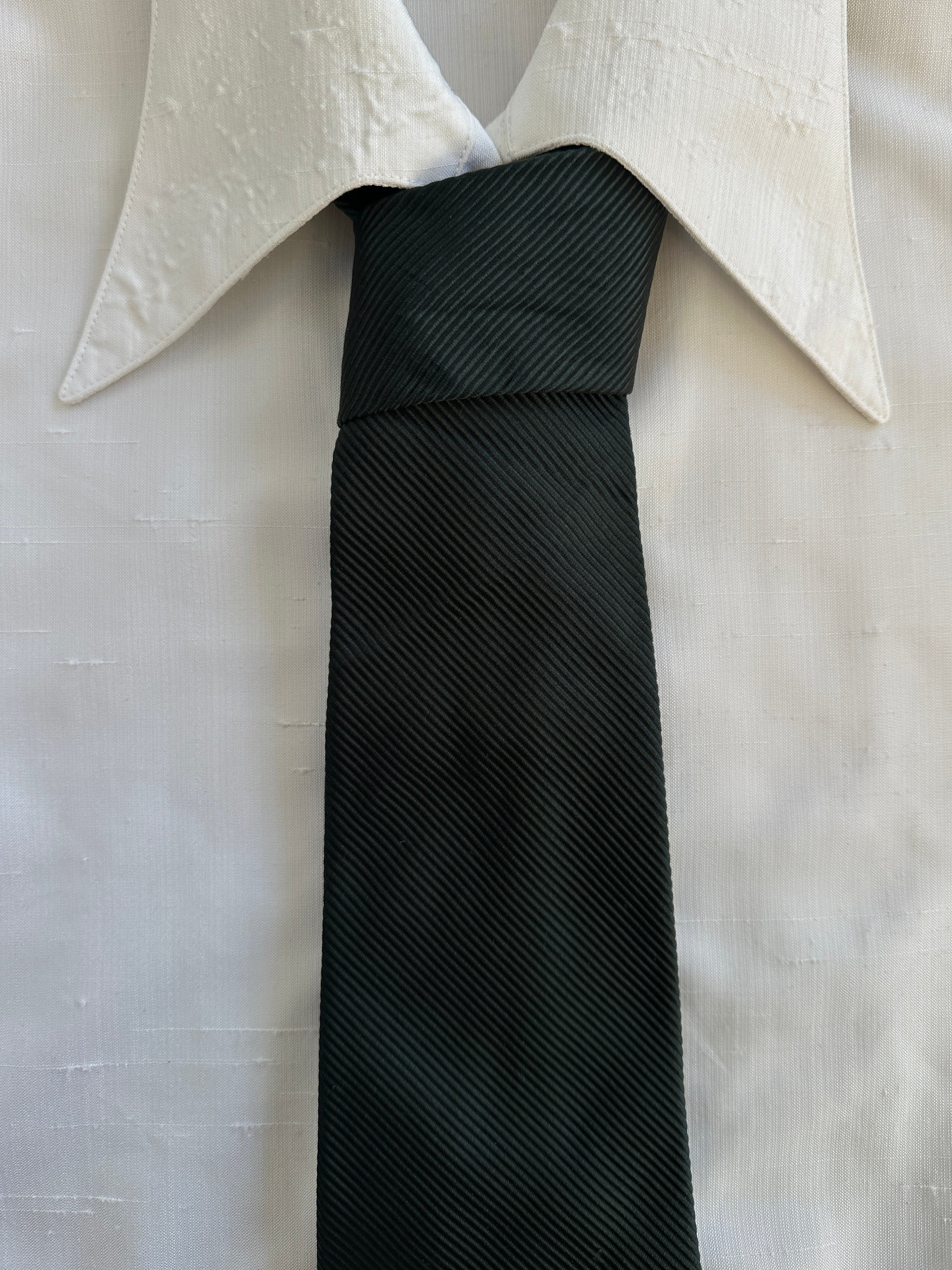 Vintage 1990s silk cotton striped tie with classic pattern, perfect for formal or casual wear, by Vintage.
