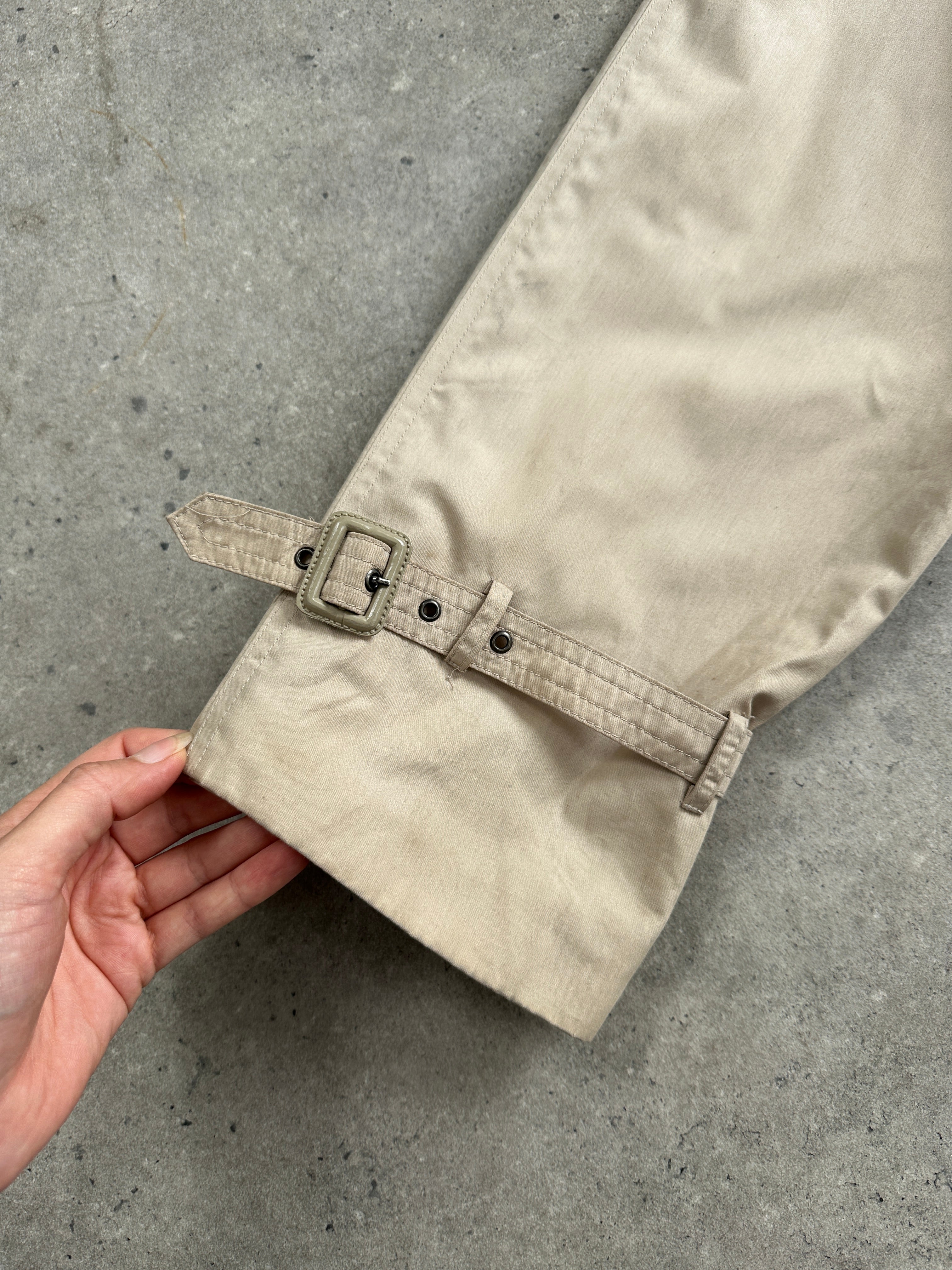 Yves Saint Laurent 1980s Cotton Double Breasted Belted Trench Coat - XL - SYLK