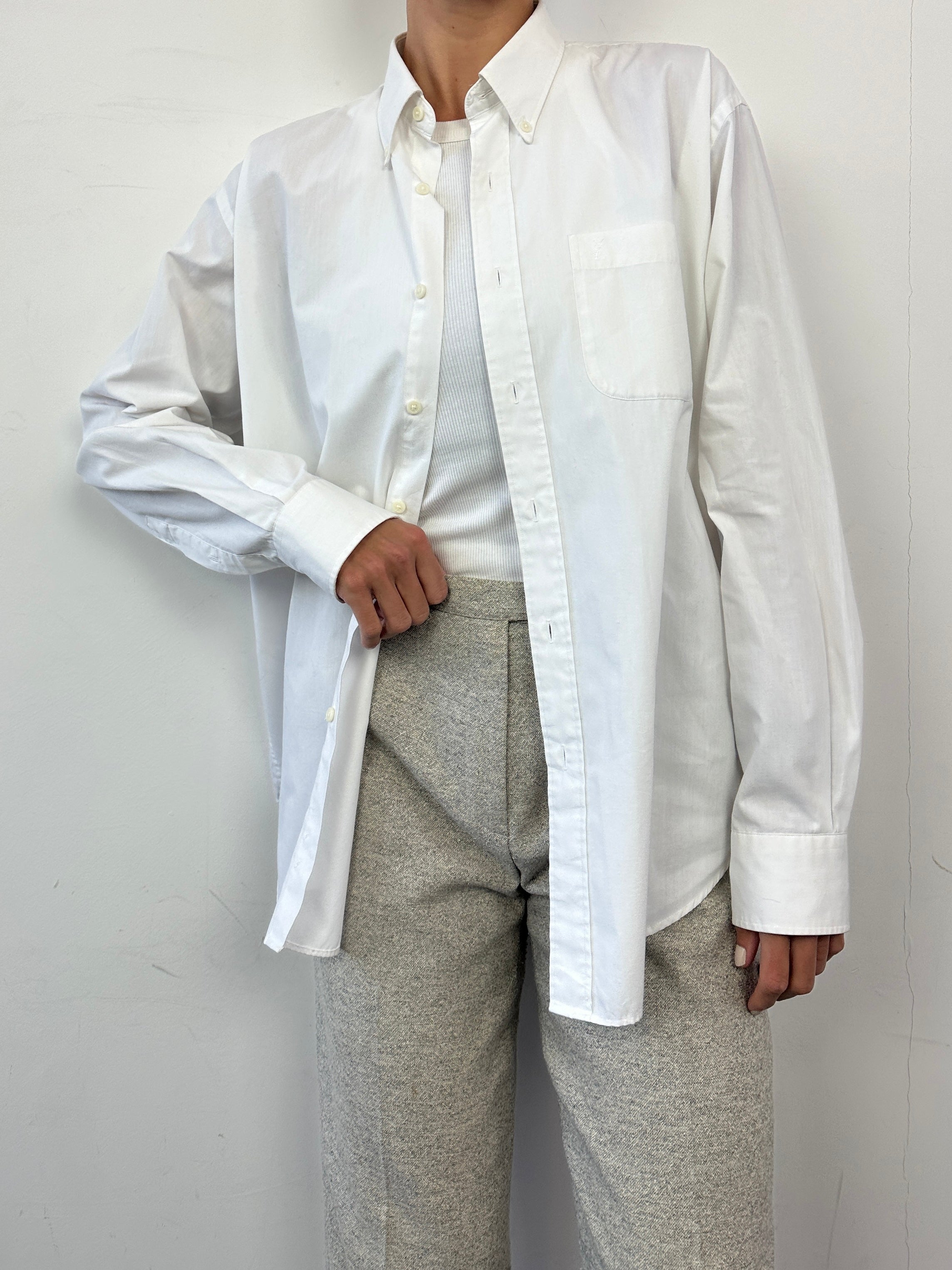 Yves Saint Laurent Pour Homme cotton logo shirt in size M, featuring a classic design with the brand's logo on the front.