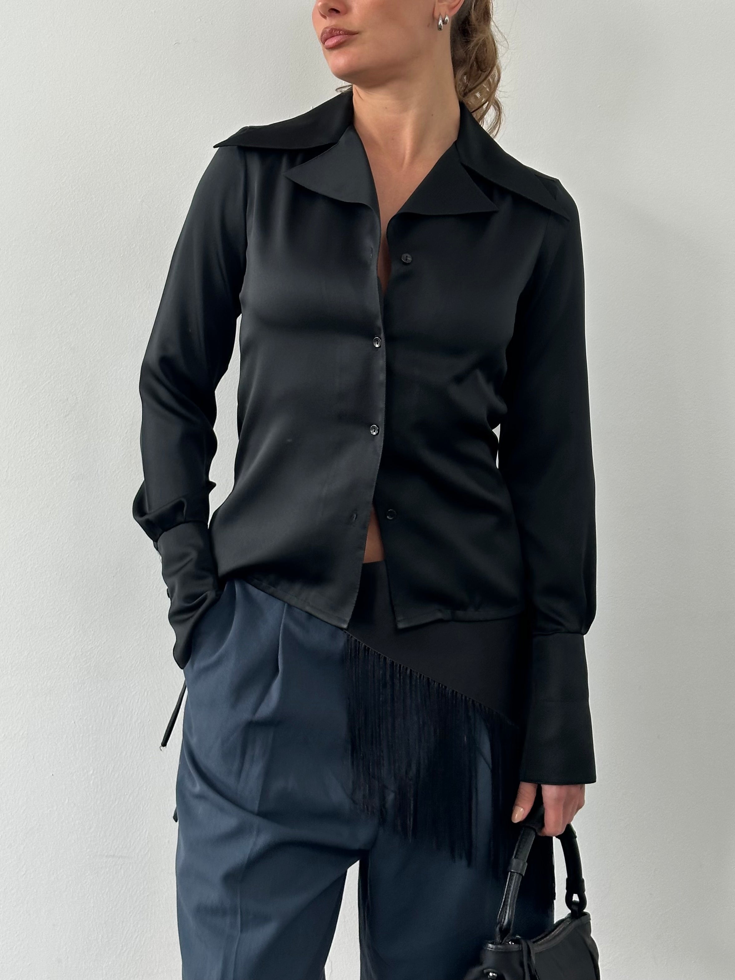 Vintage 1970s Dagger Collar Dress Shirt - S