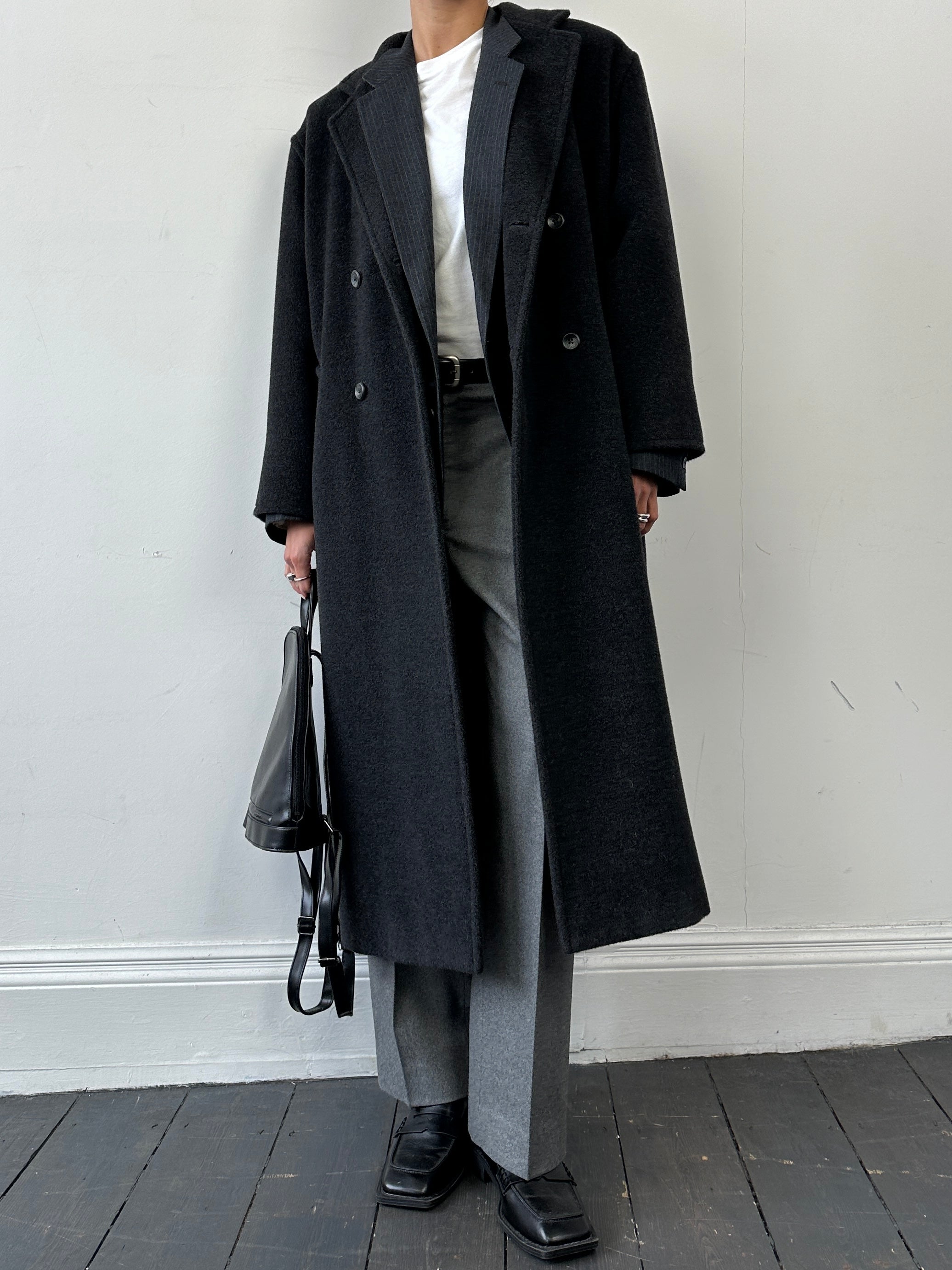 Marella wool cashmere double-breasted coat in size M, shown in a stylish, tailored fit with classic lapels and button details.