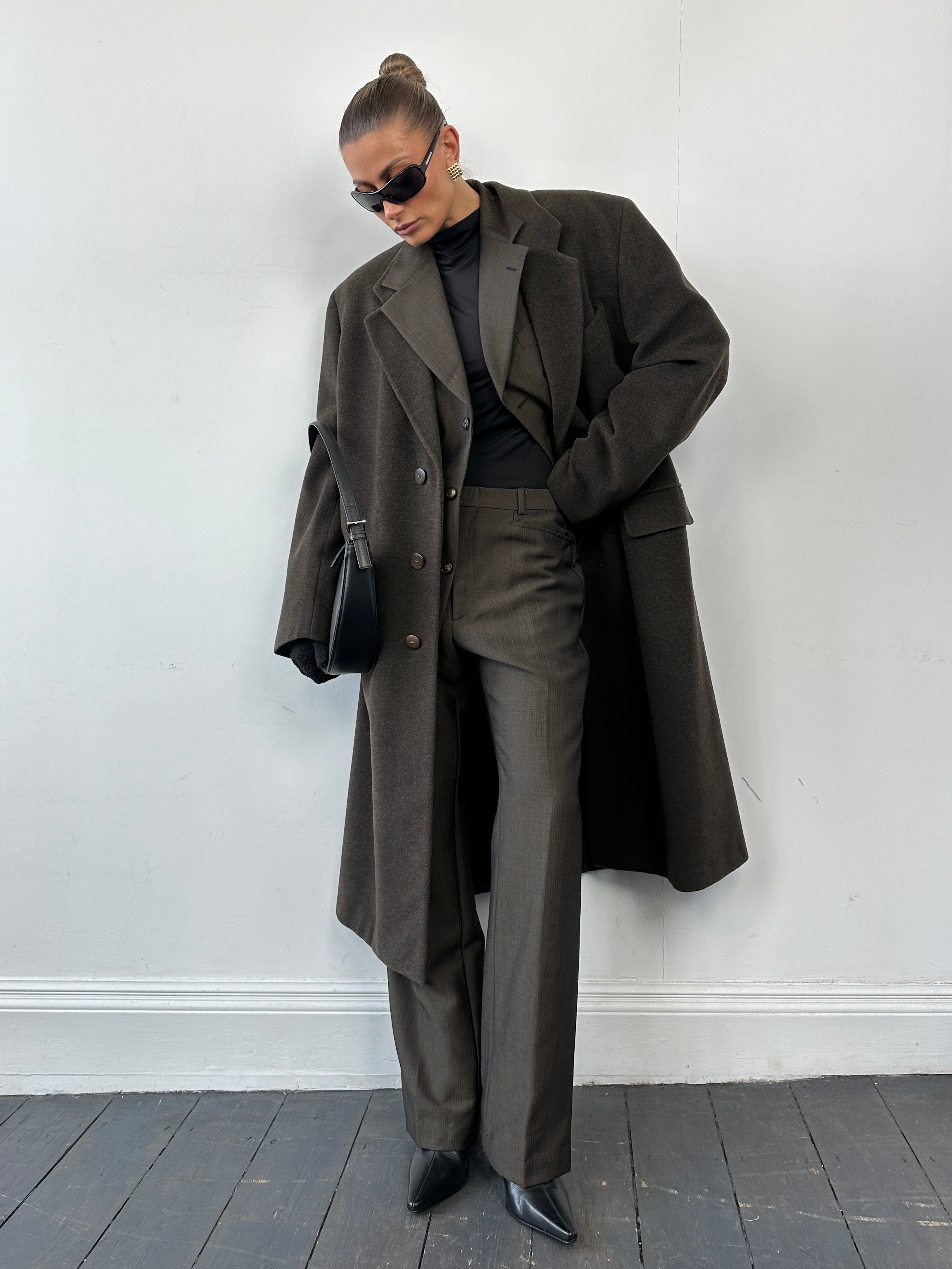 Gucci wool mohair single-breasted jumpsuit in size 40L/W30, tailored fit with elegant design and classic lapel collar.